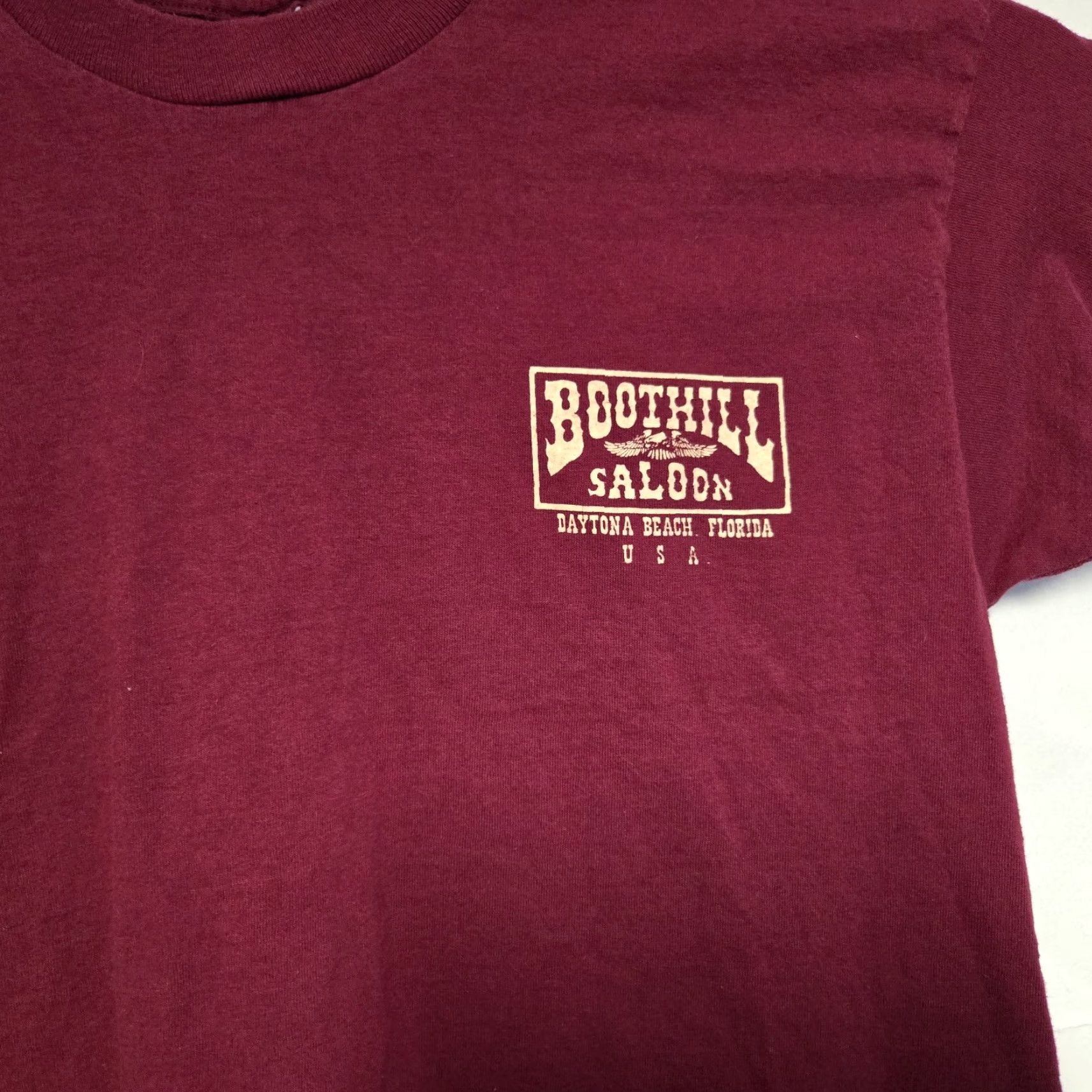 Vintage VINTAGE Boot Hill Saloon T-shirt Shirt Maroon 90s Daytona Bike Week Single Stitch Crew Neck Short Sleeve L Men Size US L / EU 52-54 / 3 - 3 Thumbnail