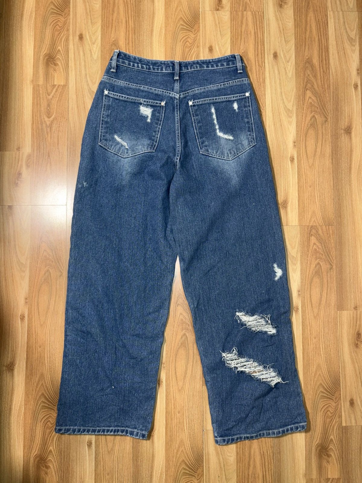 Japanese Brand Pulse Seoul Heavily Distressed Wide-Leg Denim Size 32 Size US 32 / EU 48 - 2 Thumbnail