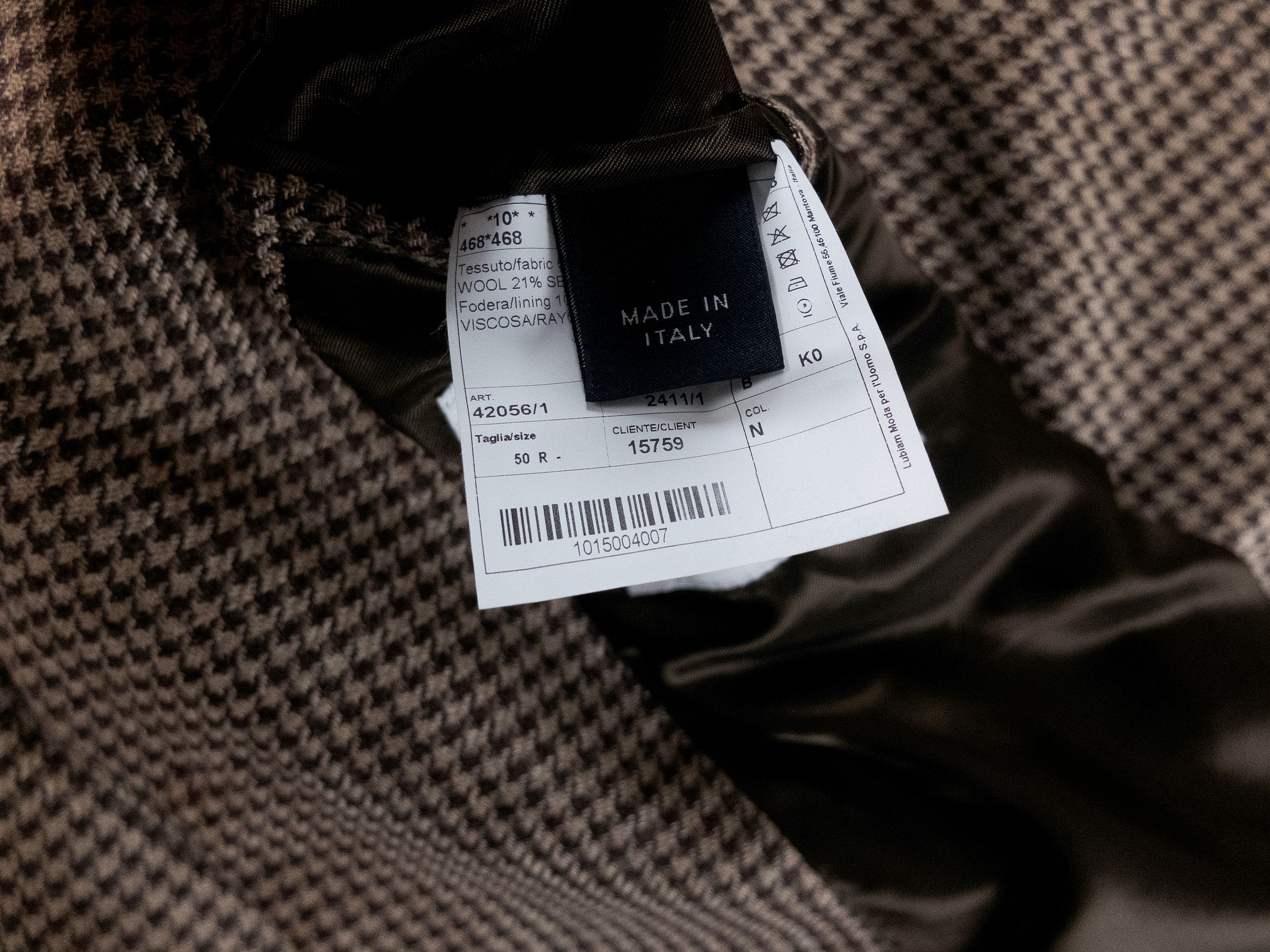 Luigi Bianchi LUIGI BIANCHI brown wool silk linen houndstooth sportcoat Size 40R - 8 Thumbnail