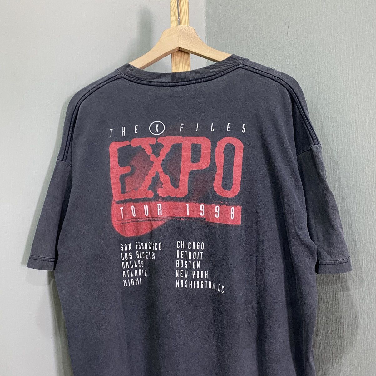 Vintage Vintage 90s The X-Files Expo Tour 1998 T-Shirt Washed Black Size US XL / EU 56 / 4 - 3 Thumbnail