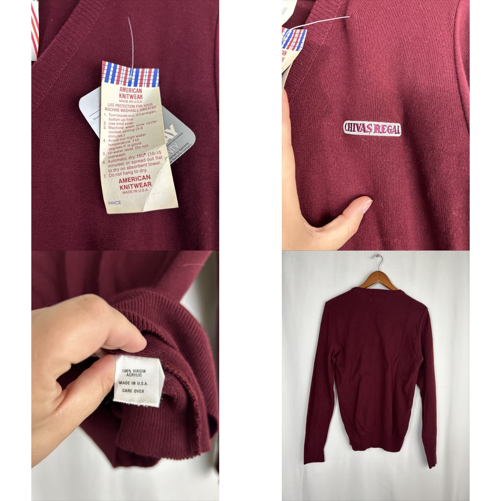 Vintage VINTAGE 3 Strikes Mens Sweater V-Neck Pullover Long Sleeve Red M Chest 20” Length 29” Maroon Size US M / EU 48-50 / 2 - 8 Thumbnail