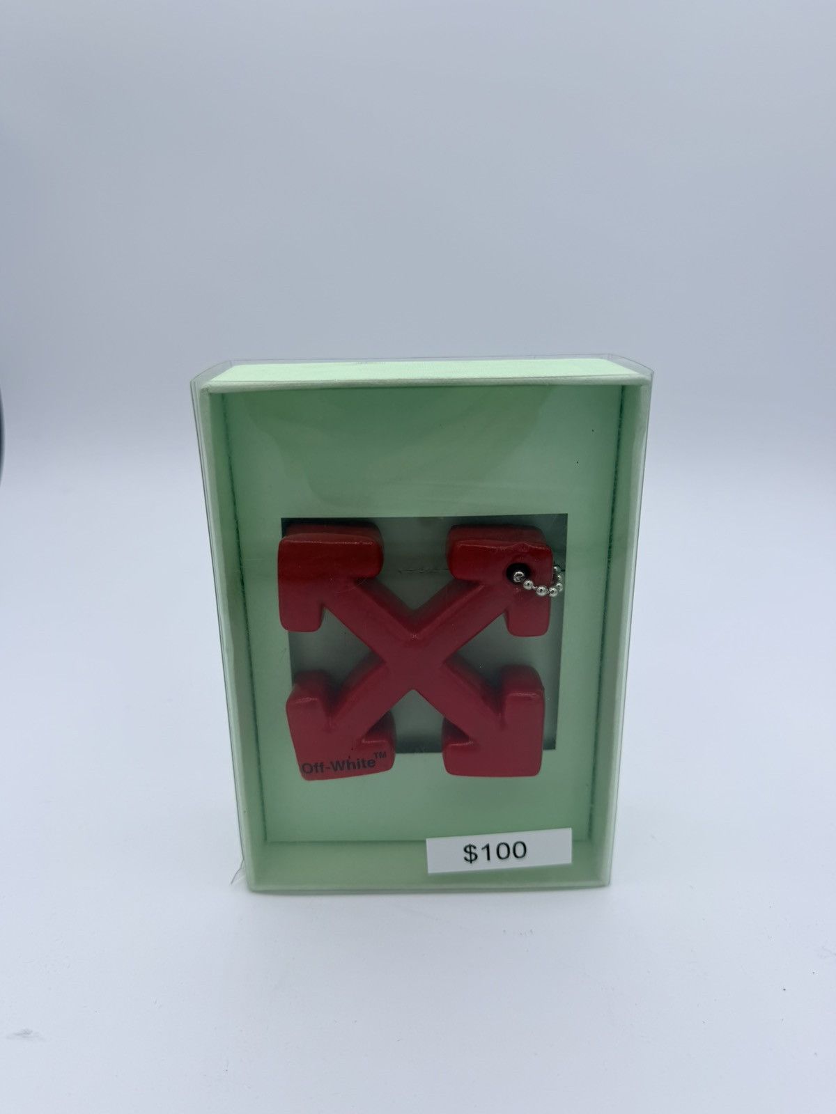 Off-White Off-White Embossed Metallic Leather Zip Tie Keychain