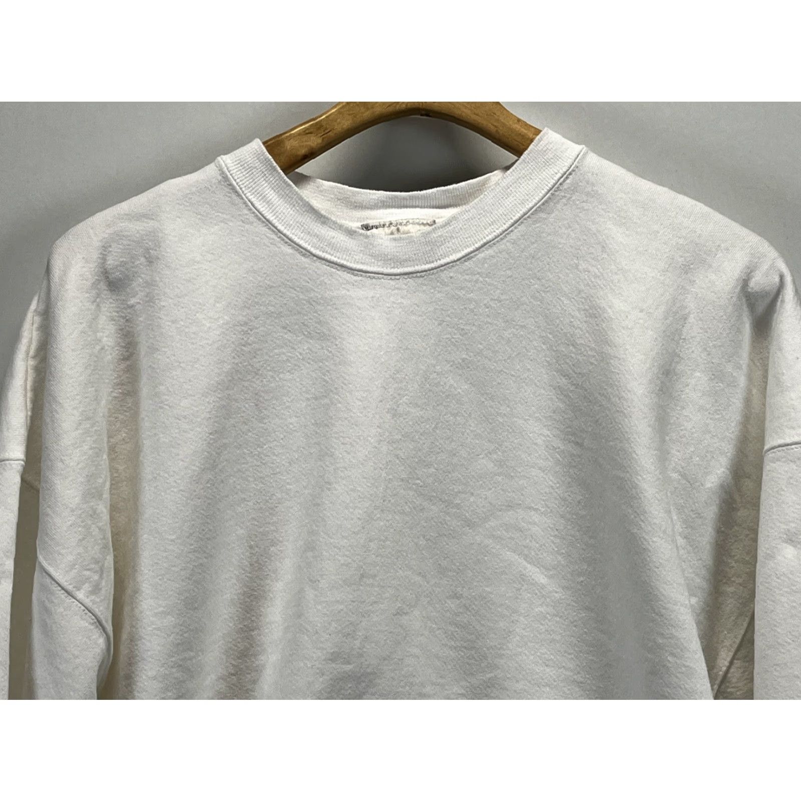 Hanes Vtg 90’s Hanes Super Heavy Cotton Crew Neck Sweatshirt Sz XL White Blank Cotton Blend | Men | Regular | Sweatshirt | Crew Neck | Pullover Size US XL / EU 56 / 4 - 3 Thumbnail
