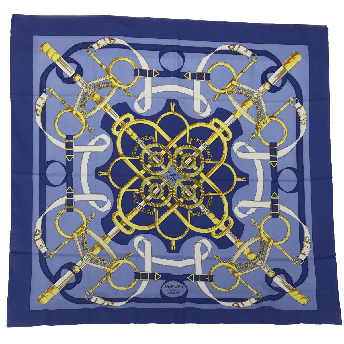 Hermes HERMES Carre 90 Eperon d'or Scarf Silk Blue Auth 51903 | Grailed