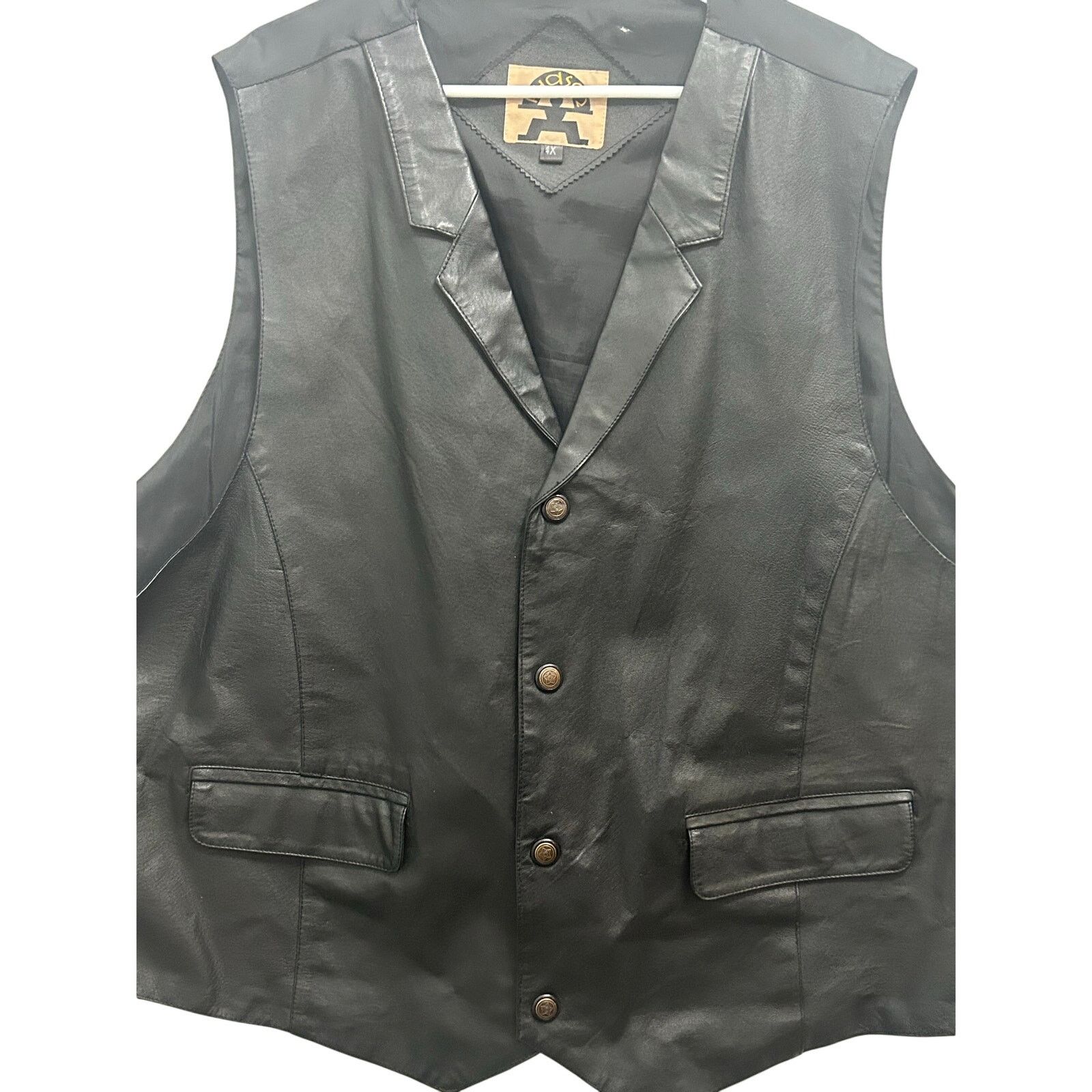 Other Phase 2 Black Leather Vest 4X Snap Button Biker Big & Tall Size US XXL / EU 58 / 5 - 1 Thumbnail