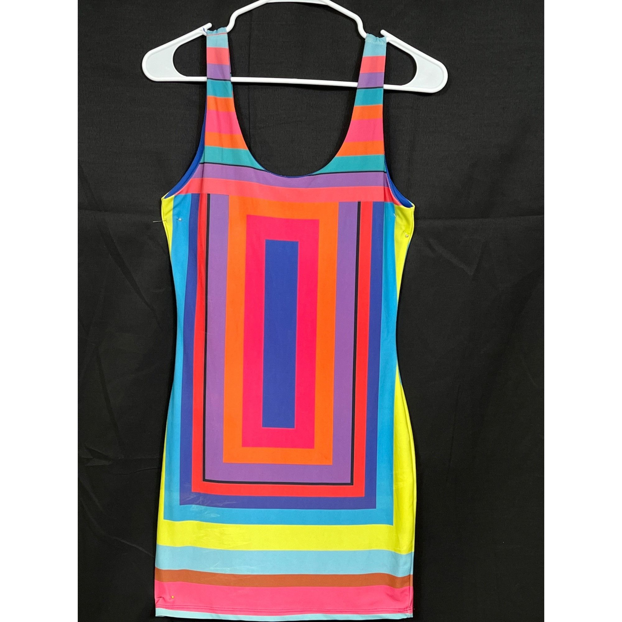 Designer Joyce Leslie SKU 7745 Colorful Striped Sleeveless Bodycon Dr Size S / US 4 / IT 40 - 1 Thumbnail