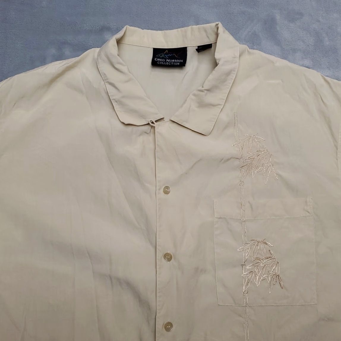 Vintage VINTAGE Greg Norman Camp Shirt Men XL Yellow Beige Embroidered Floral Silk Retro Size US XL / EU 56 / 4 - 3 Thumbnail