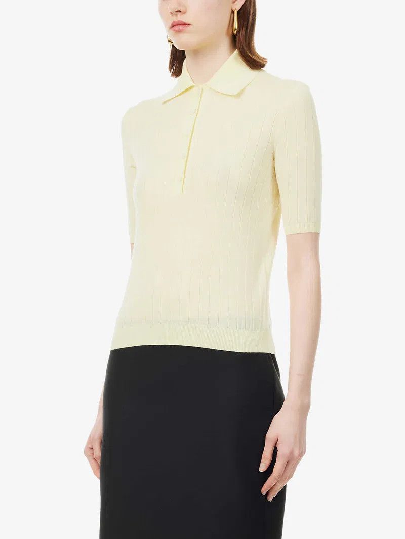 Givenchy o1srvl11e0525 Slim-Fit Wool Polo Shirt in Light Yellow Size M / US 6-8 / IT 42-44 - 2 Thumbnail