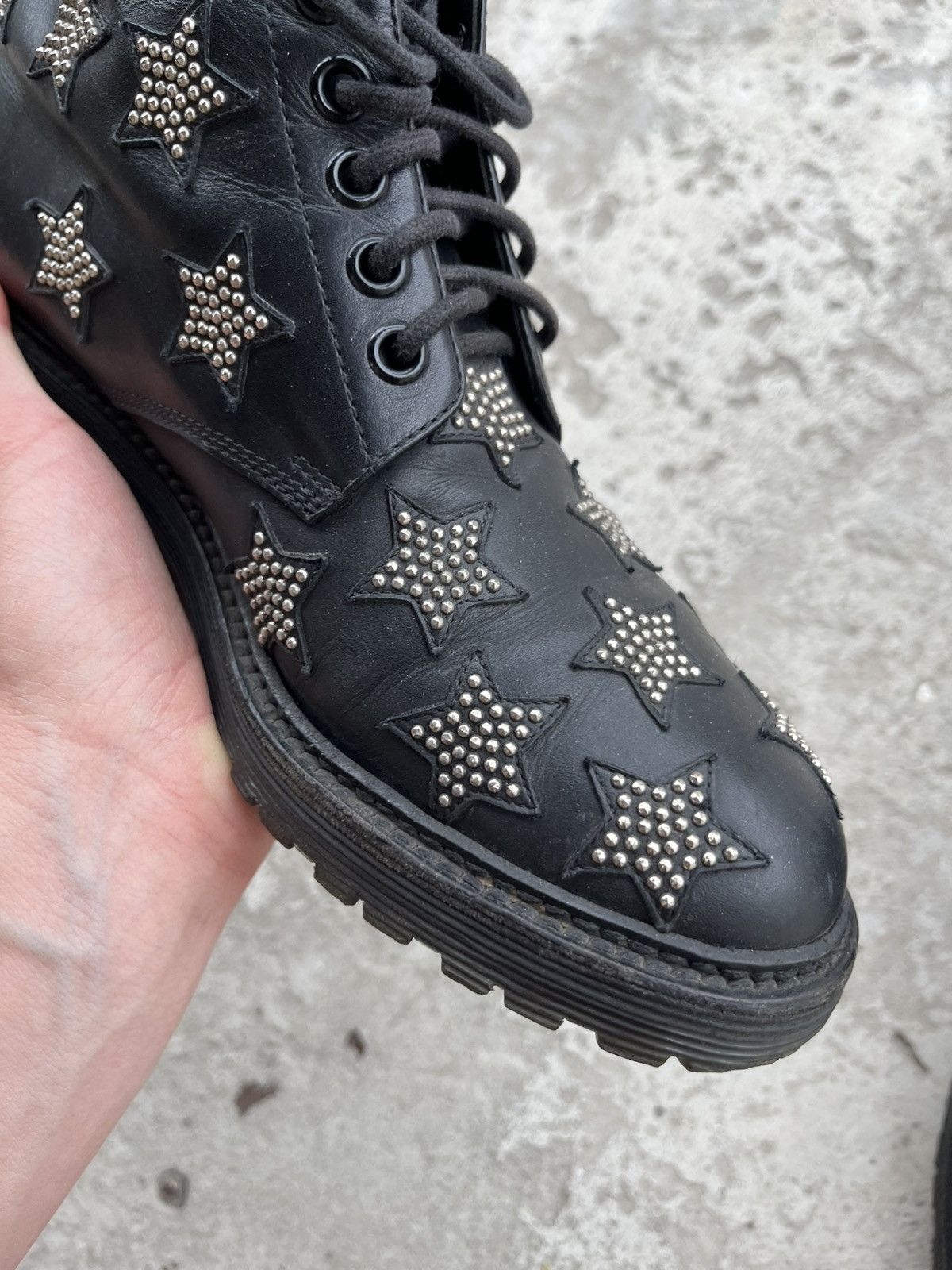 Saint Laurent Paris Saint Laurent Star Studded Leather Lace-Up Combat Boots Size US 6 / IT 36 - 12 Thumbnail