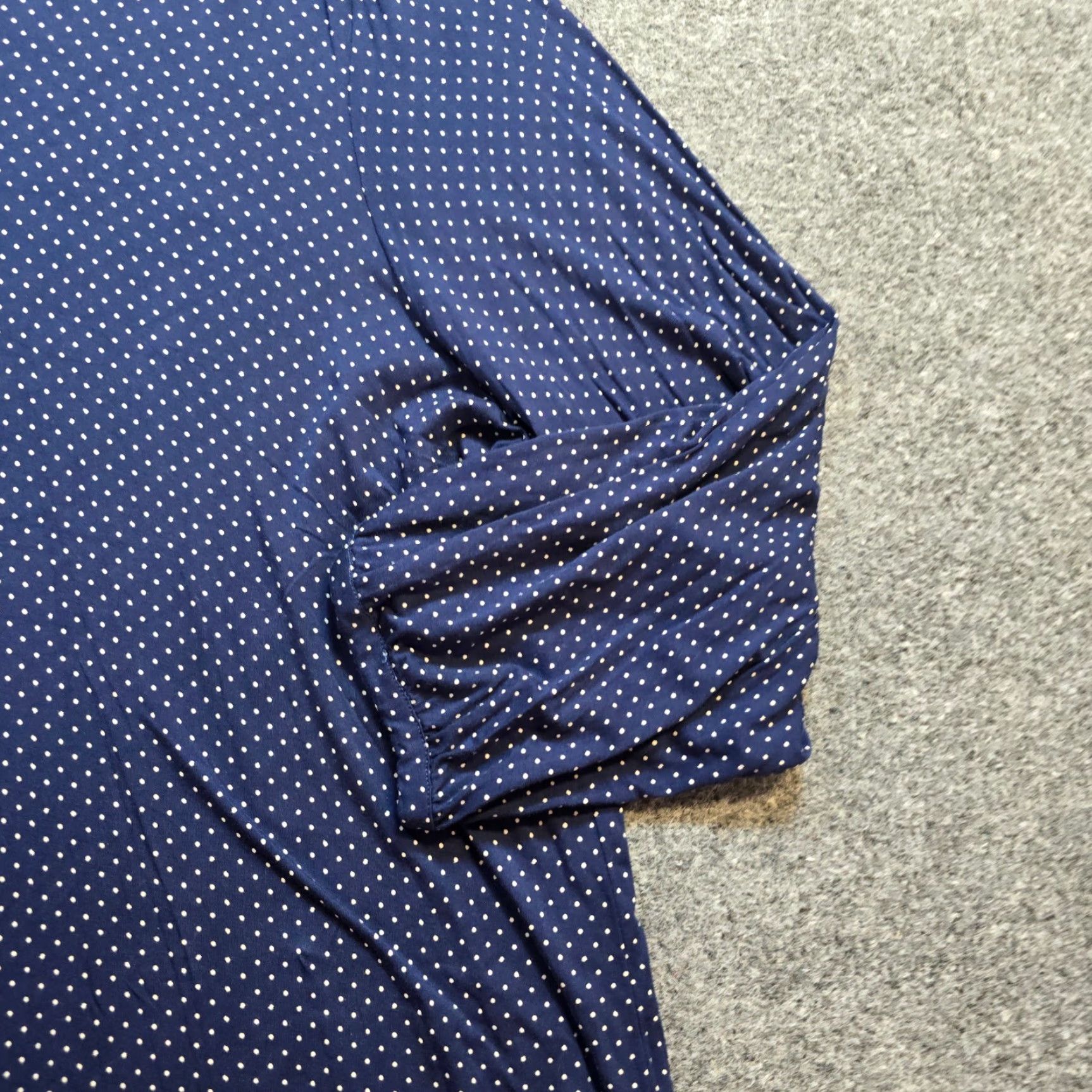 Lands' End Lands' End Top Women 2X Blue Polka Dots 3/4 Sleeve Stretchy Lightweight Casual Blouse Size XXL / US 16-18 / IT 52-54 - 3 Thumbnail