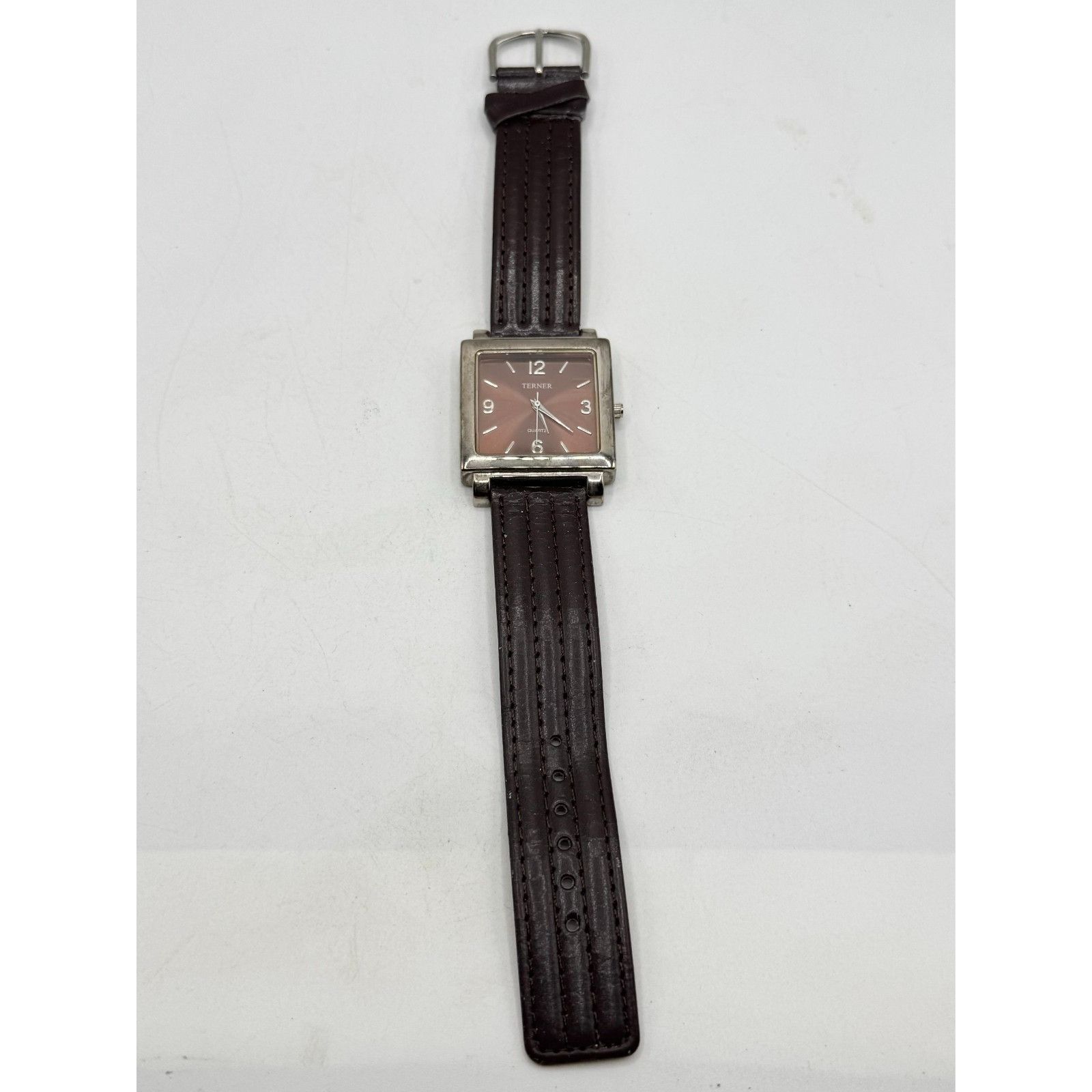 Other Bijoux Terner Watch Rectangular Face Silver Toned Brown Band Size ONE SIZE - 2 Thumbnail