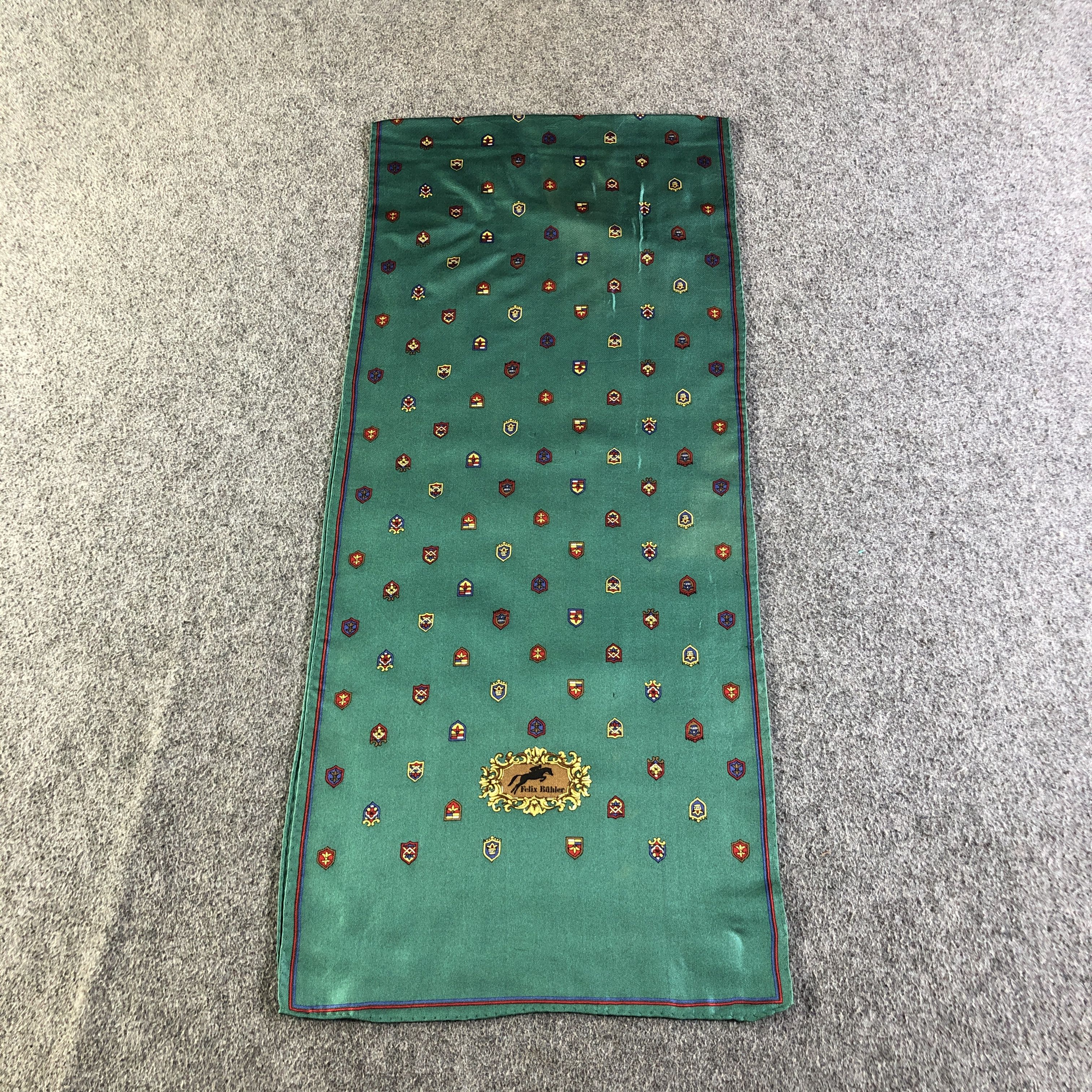 Vintage Felix Buhler Coats of Arm Hand Rolled Silk Scarf Stole M1028 Size ONE SIZE - 2 Thumbnail