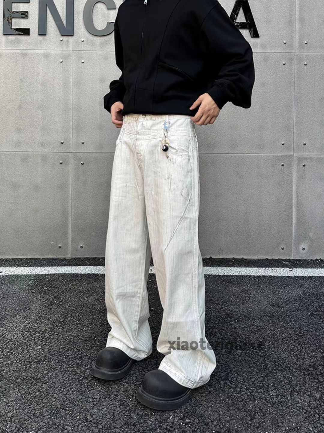 Jean × Vintage Utility skate hiphop punk stain loose baggy patchwork jeans Size US 28 / EU 44 - 4 Thumbnail