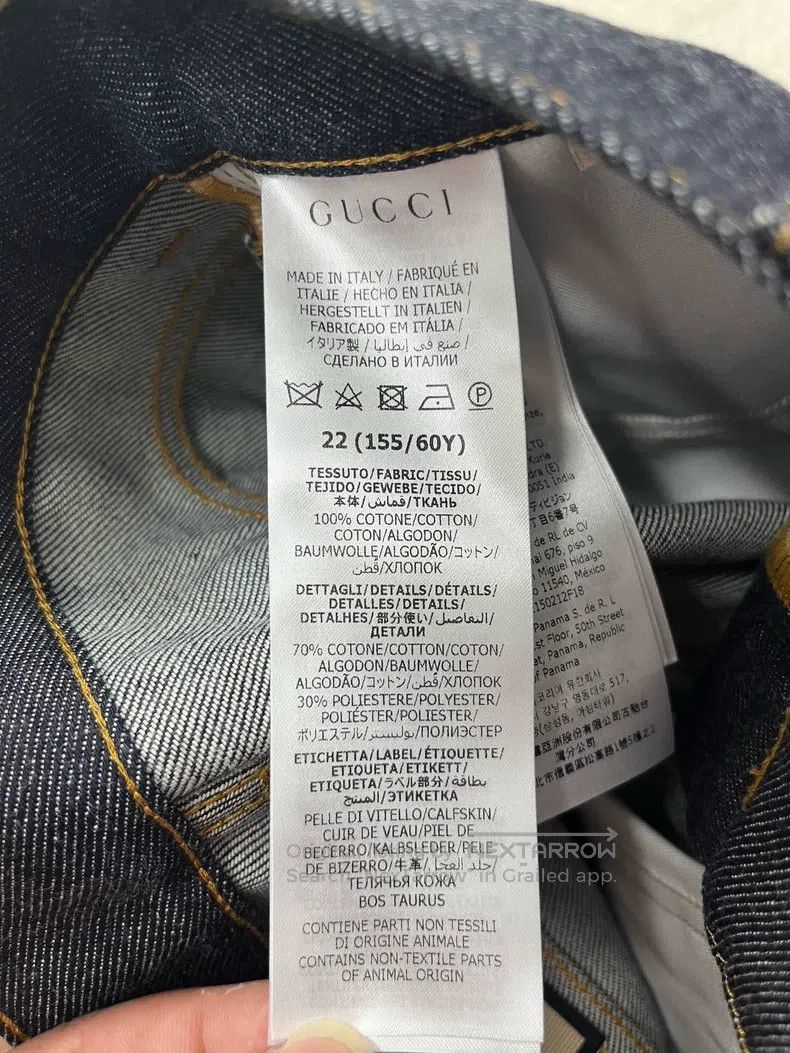 Gucci Gucci Blue straight leather logo denim shorts Size 22" - 5 Thumbnail