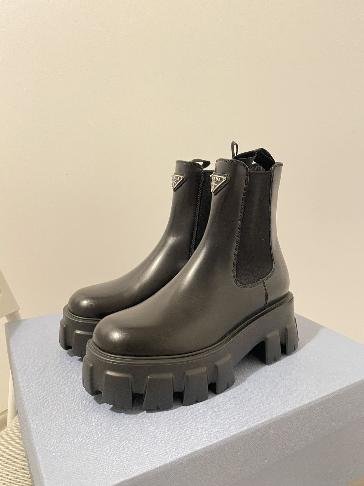 Prada Prada Monolith brushed leather Chelsea boots Size US 5.5 / IT 35.5 - 2 Thumbnail