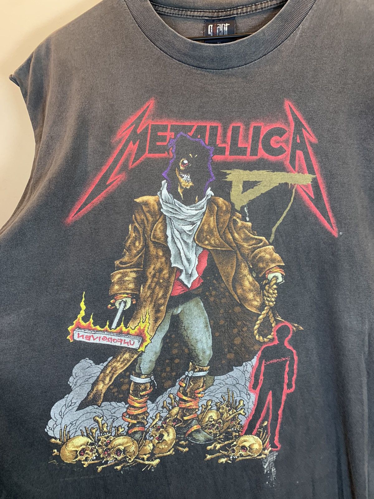Band Tees × Metallica × Vintage RARE Vintage 90s Metallica Pushead Unforgiven Band Tour Tank Size US XL / EU 56 / 4 - 3 Thumbnail