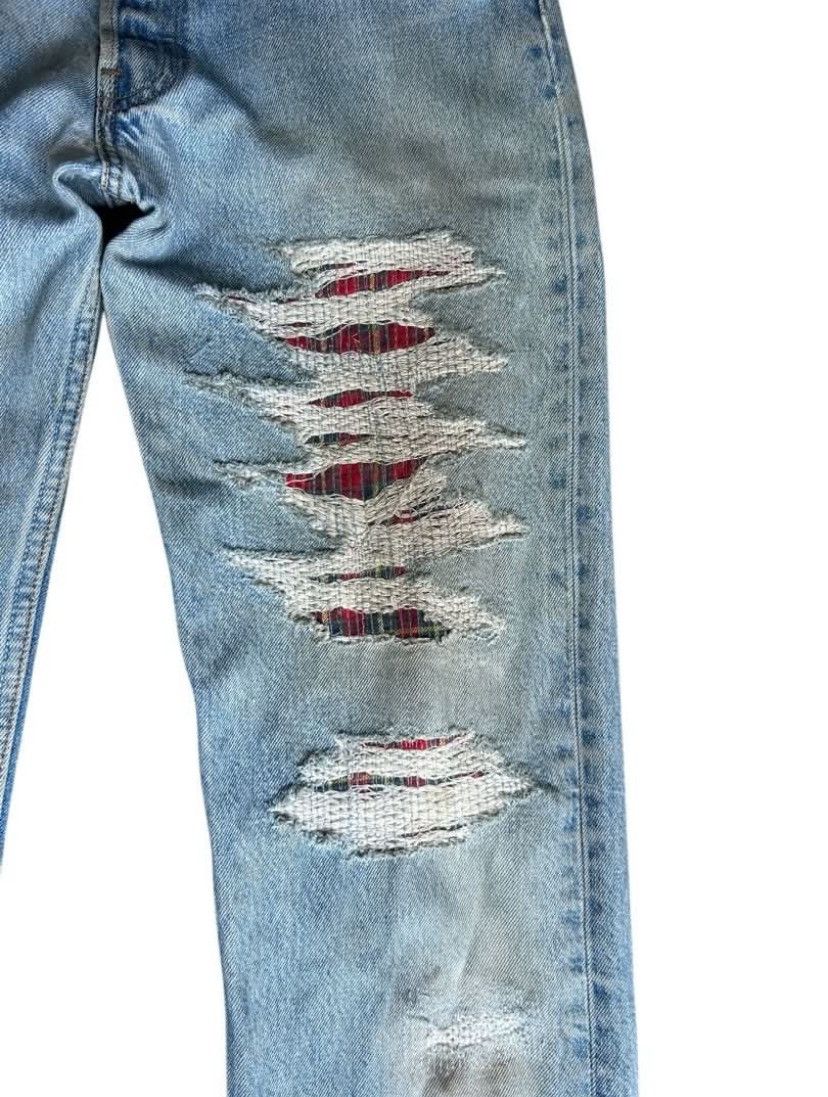Levi's × Vintage Vintage Distressed Levis 501/ Grunge Rock Style/ patchwork Size US 31 - 3 Thumbnail