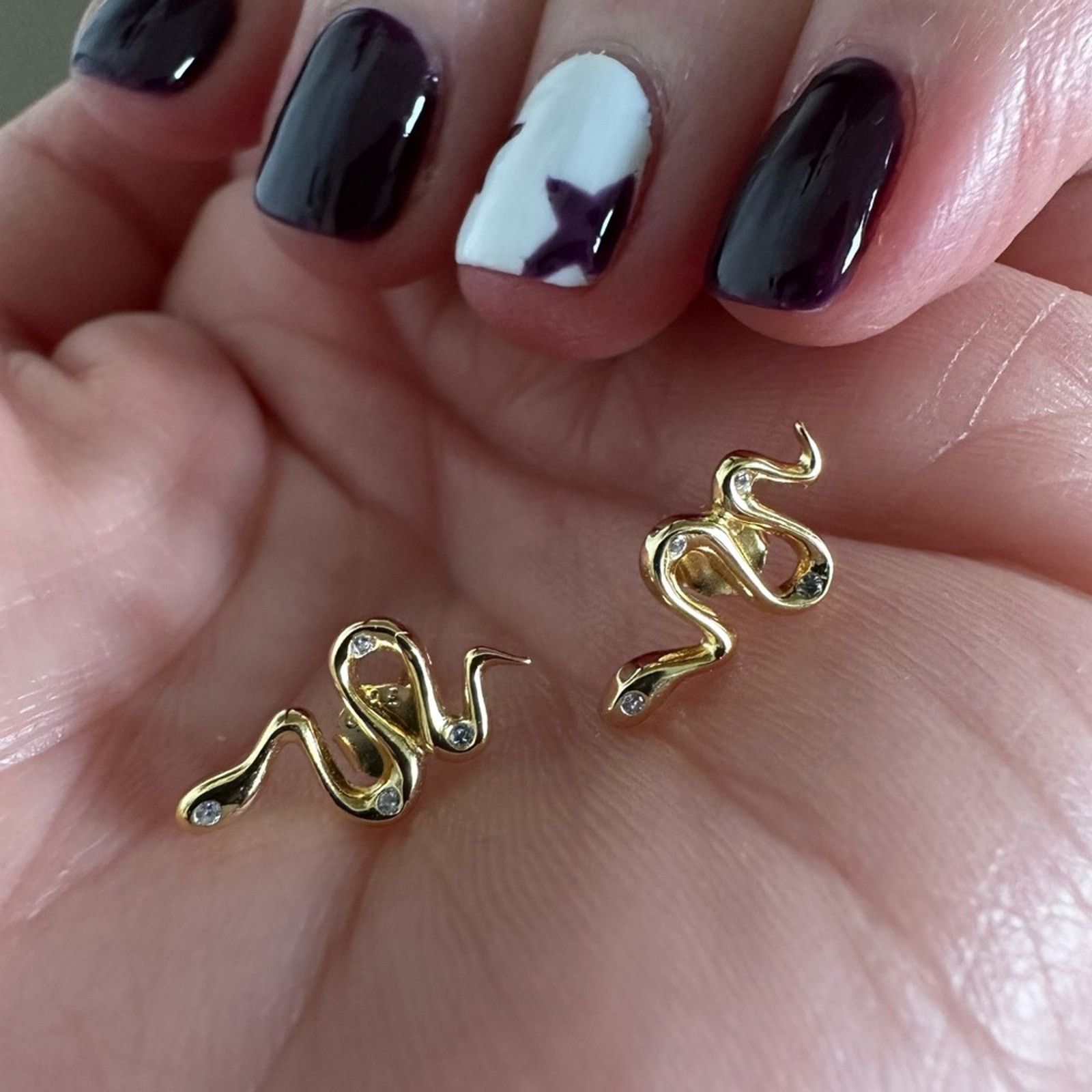 Other Gold Crystal Snake Stud Earrings Size ONE SIZE - 1 Thumbnail