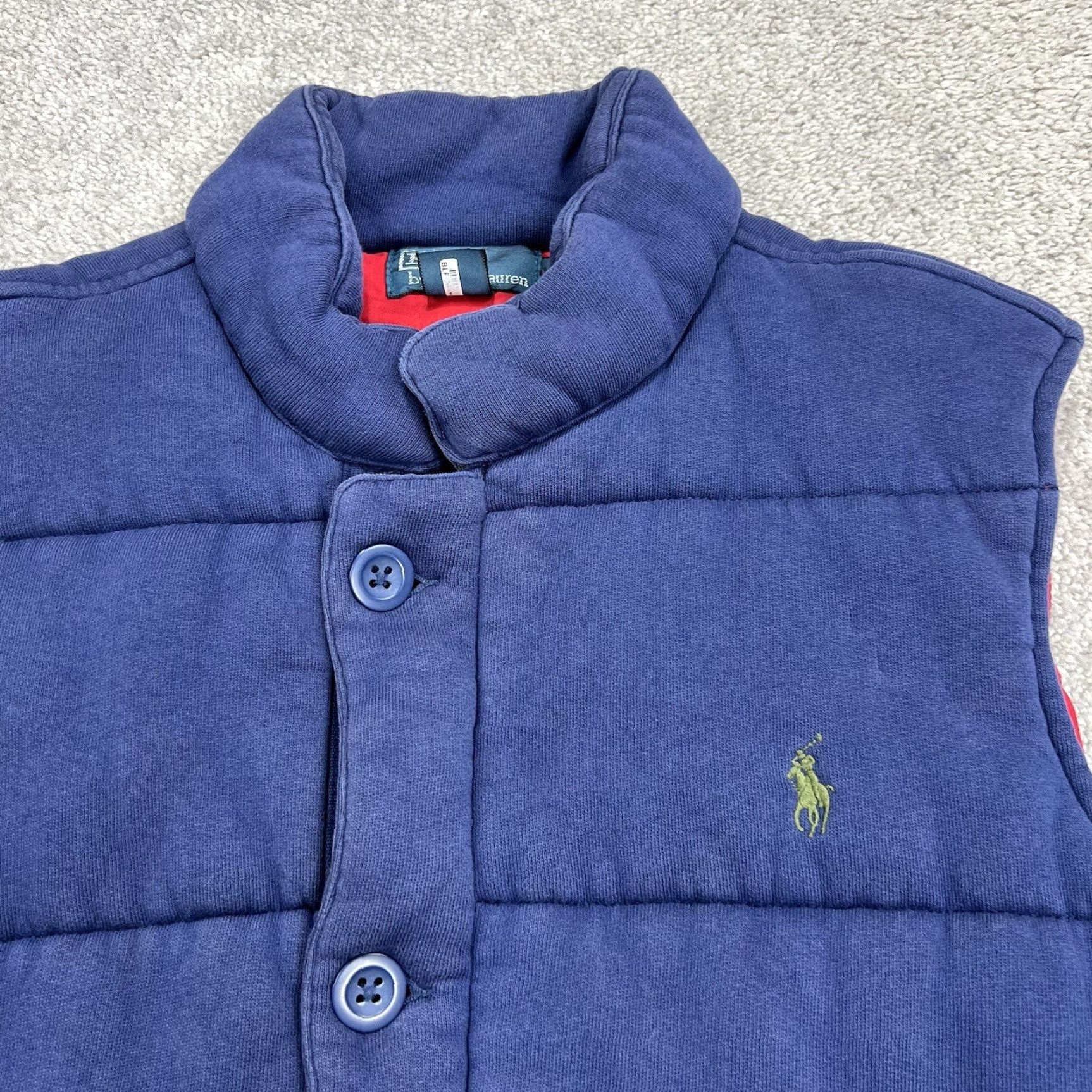Ralph Lauren VINTAGE Polo Ralph Lauren Insulated Puffer Vest Mens Large Full Zip Navy Blue Flaw Button Size US L / EU 52-54 / 3 - 3 Thumbnail