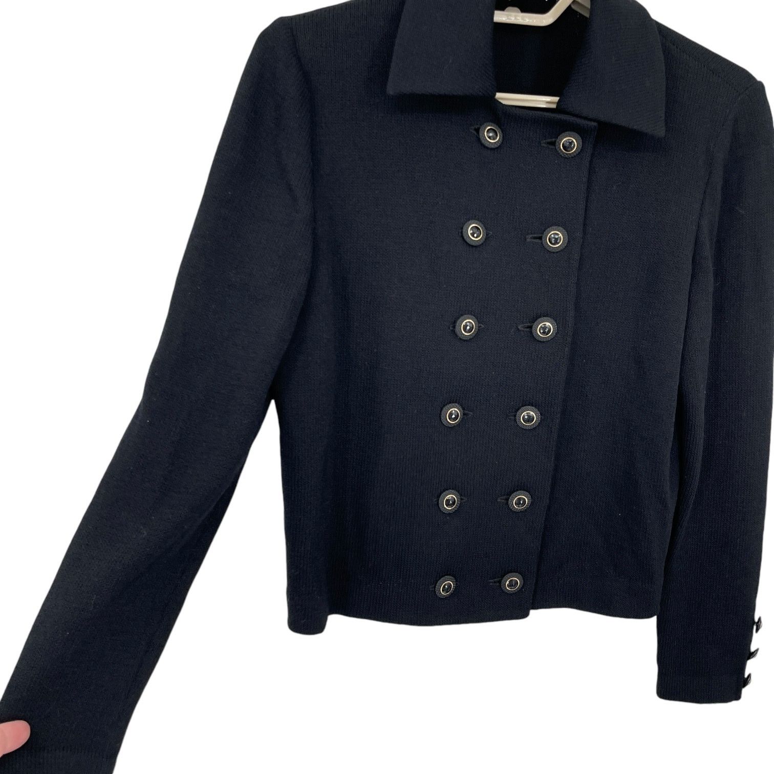 St. John St. John Black Sweater Blazer Jacket Double Breasted Size 4 Size S / US 4 / IT 40 - 3 Thumbnail