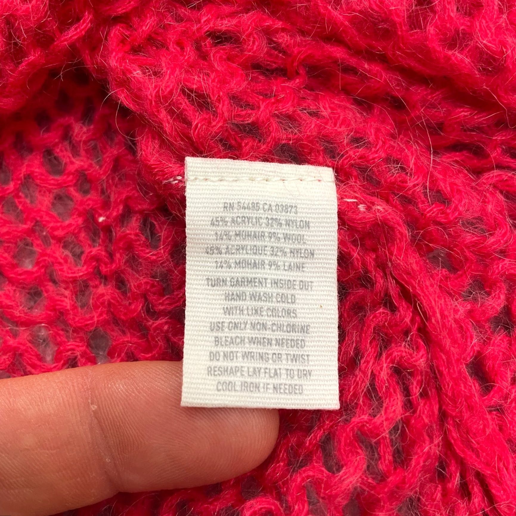 Vintage Aerie Sweater Women M Red Open-Knit Crochet Pullover Long Sleeve Round Neck Knit Size M / US 6-8 / IT 42-44 - 7 Thumbnail