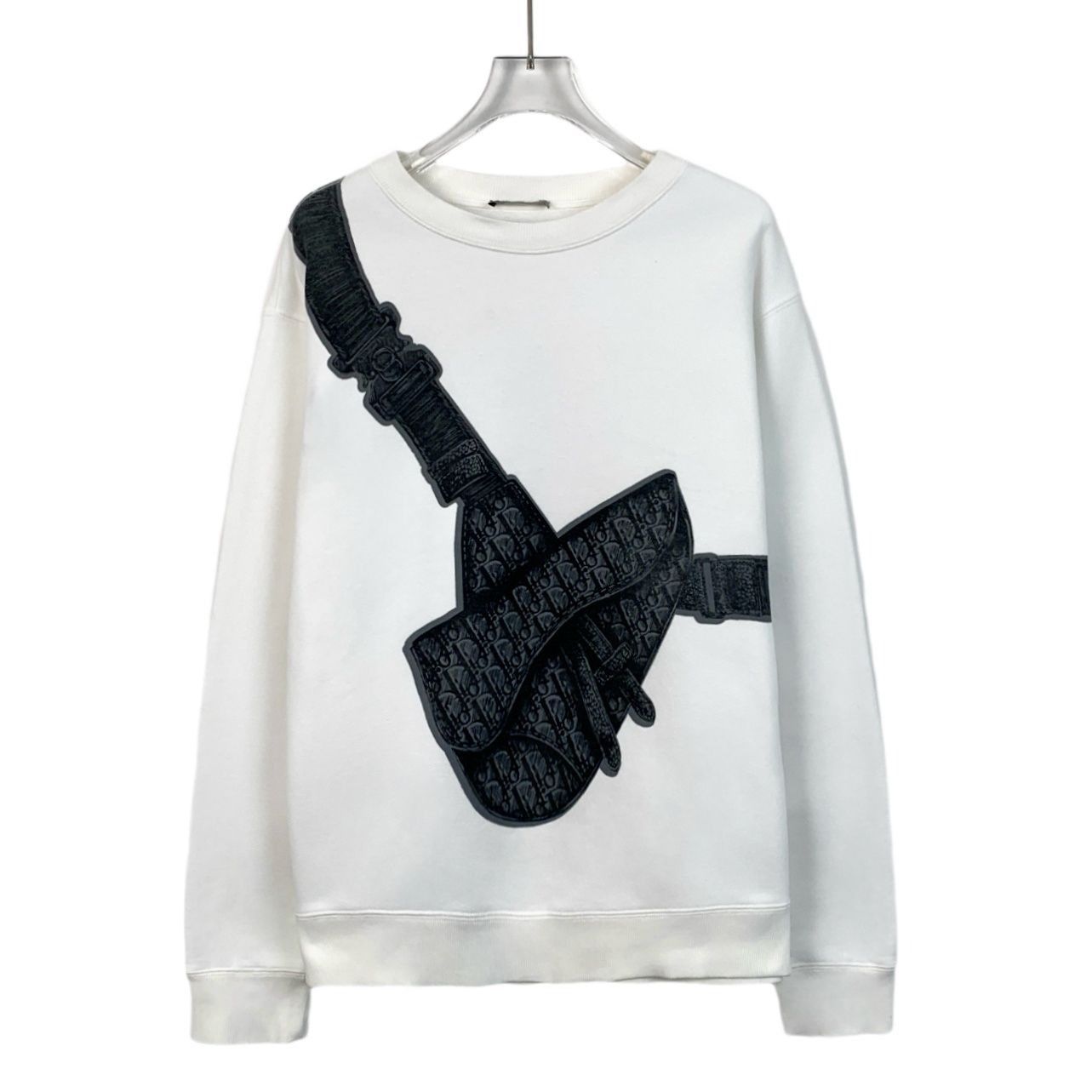 Dior White Cotton Sweatshirt W/ Crossbody Bag Logo Print Rou, Men's (Size Medium)