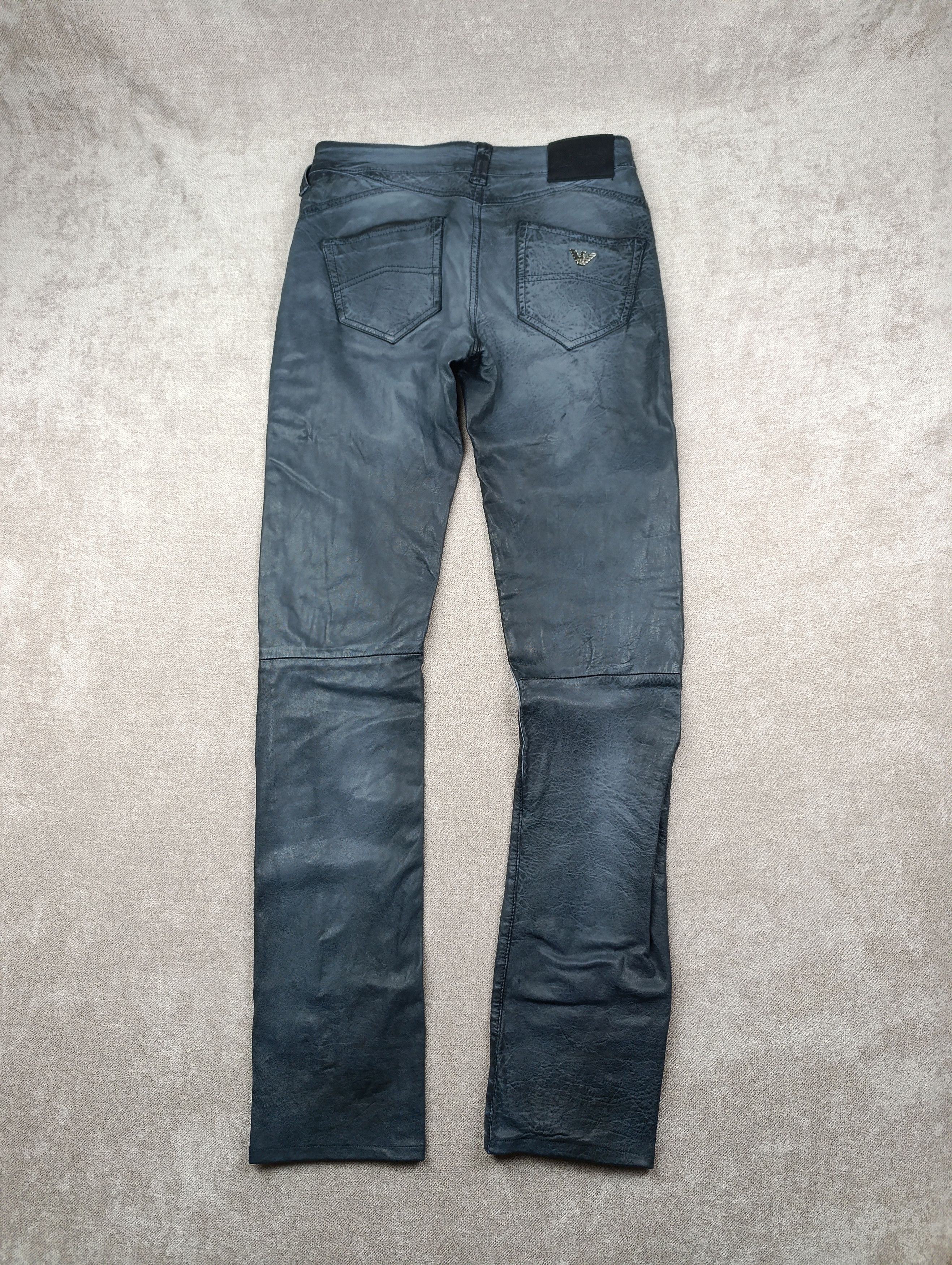 Armani 2000s Armani Navy Lamb Leather Slim Pants Size 30" / US 8 / IT 44 - 1 Thumbnail