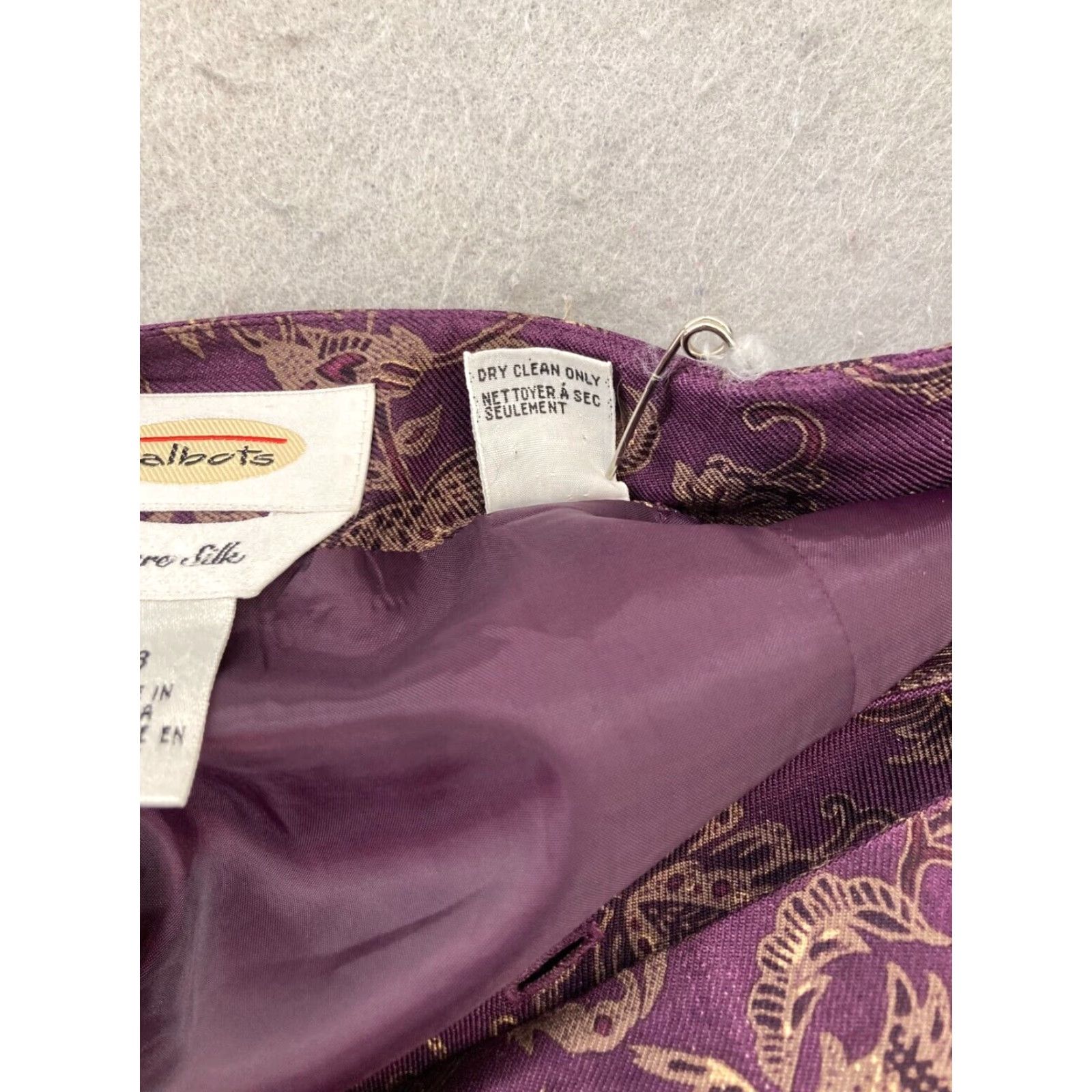 Talbots Talbots Skirt 8 Purple Floral Silk A-Line Womens Bohemian Casual Size 30" / US 8 / IT 44 - 7 Thumbnail