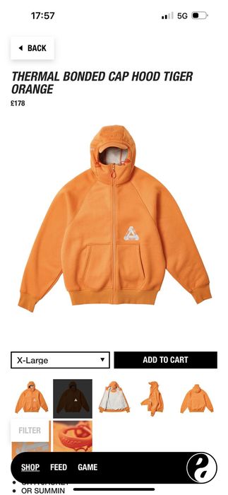 Palace PALACE THERMAL BONDED CAP HOOD TIGER ORANGE | Grailed