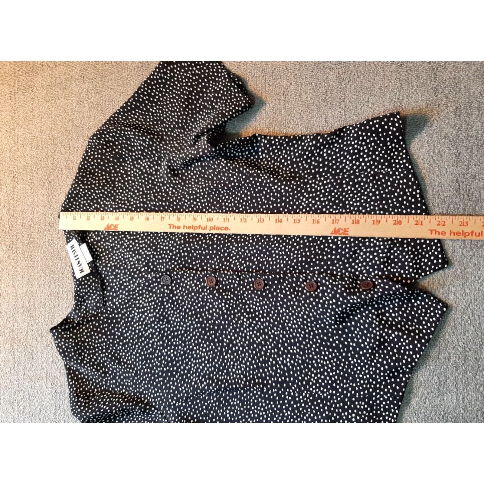 Vintage Joan Leslie Button Up Shirt Womens Size 10P Petite Black White Dots Short Slve Shirt Size L / US 10 / IT 46 - 3 Thumbnail