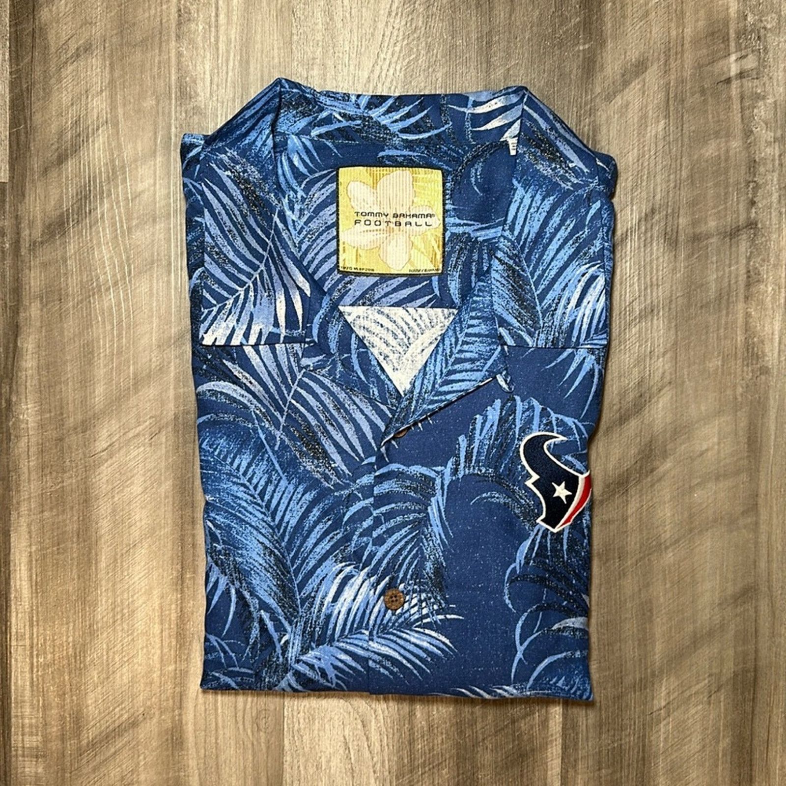Tommy Bahama Football Houston Texans Silk Short Sleeve - XL