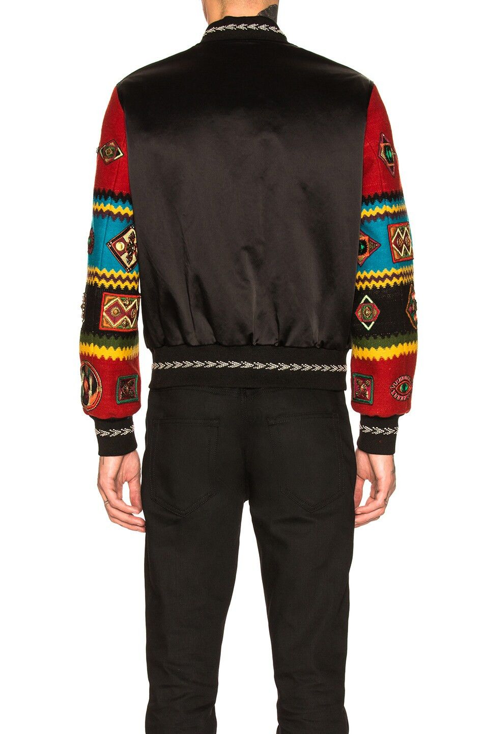 Saint Laurent Paris o1tko11224 Indian Tapestry Sleeve Bomber Jacket Multicolor Size US L / EU 52-54 / 3 - 6 Thumbnail