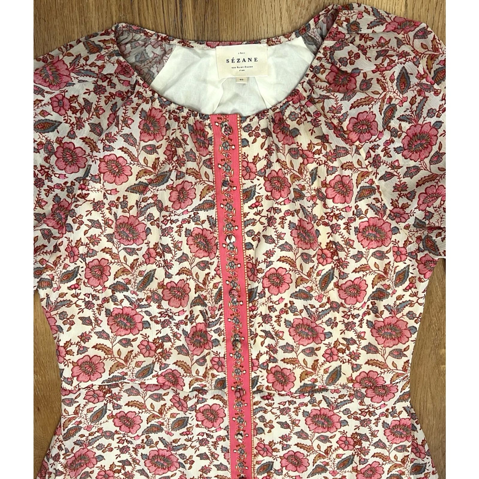 Pinko VINTAGE Sezane Dress Merida in Pink Floral Print Midi Dress 40 Size S / US 4 / IT 40 - 2 Thumbnail