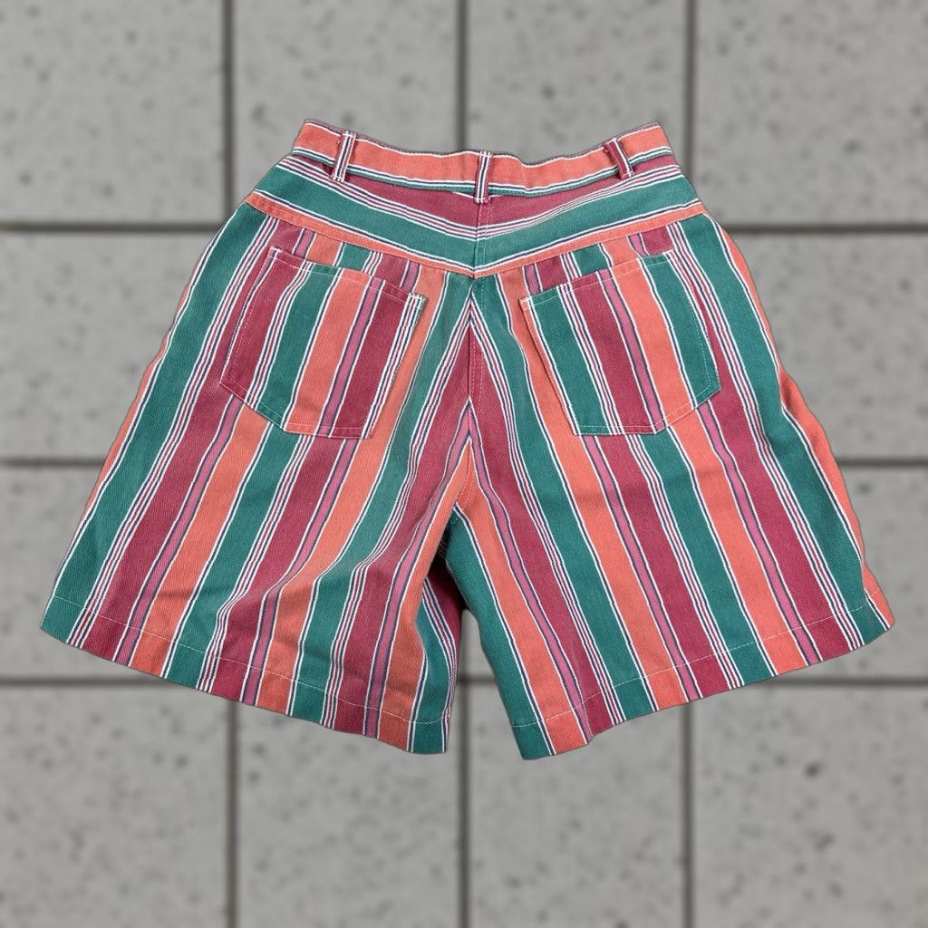 Vintage VINTAGE Pennylane 90s High Waist Shorts Women Regular 12 Pink Striped Denim 100% Cotton Mom Style 90s Casual Size 34" / US 12 / IT 48 - 1 Thumbnail