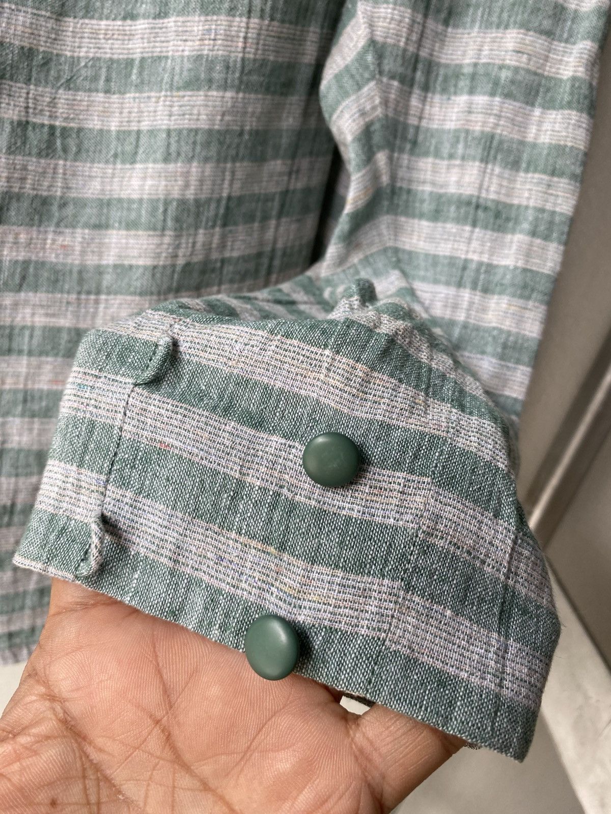 Dior Christian Dior Green-Striped Button-Detail Blouse Size M / US 6-8 / IT 42-44 - 10 Thumbnail