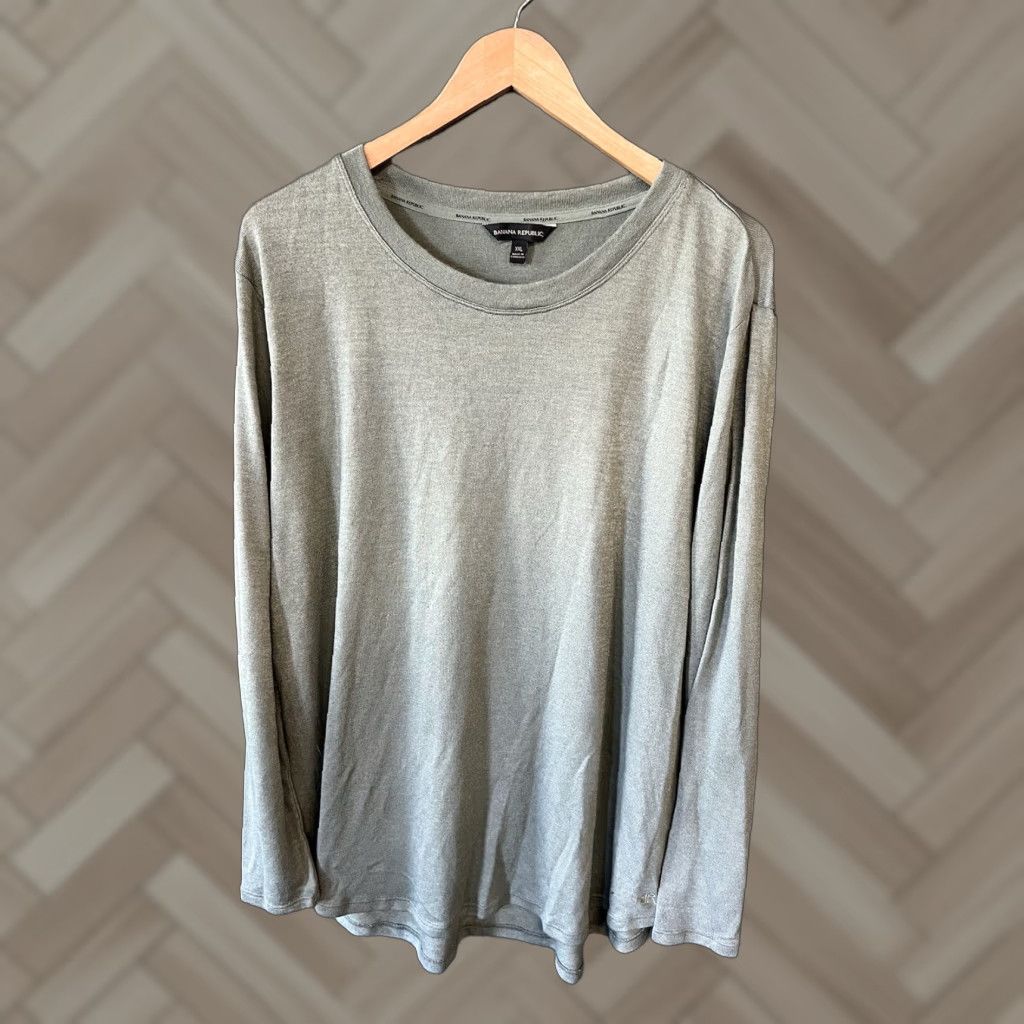 Banana Republic Banana Republic Mens Green Long Sleeve T-Shirt 2XL Size US XXL / EU 58 / 5 - 1 Thumbnail