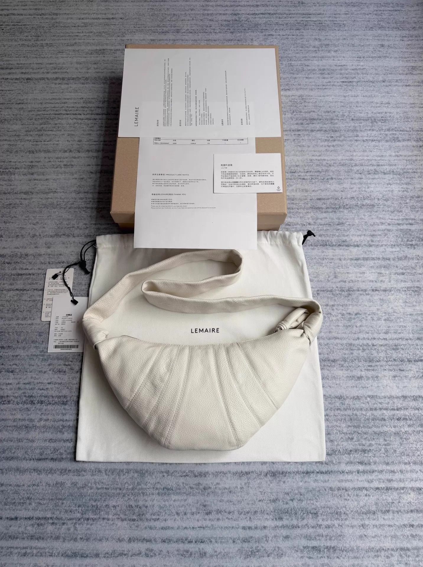 Lemaire Lemaire CroissantBag ChalkWhite GrainLeather Small Size ONE SIZE - 2 Thumbnail