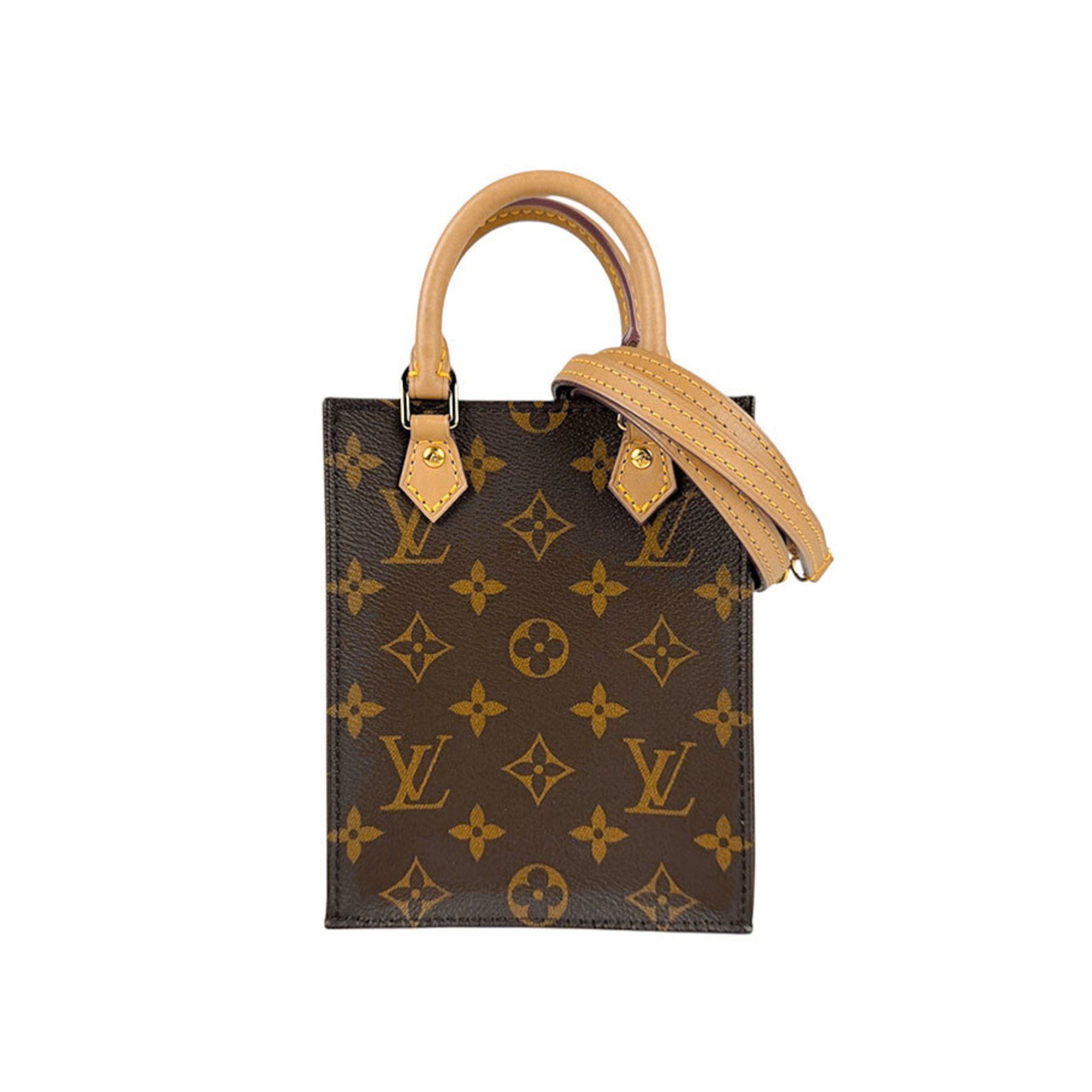 Louis Vuitton Handbag Shoulder Bag Monogram Petite Sac Plat Canvas Brown Gold Women's M69442 Z5032