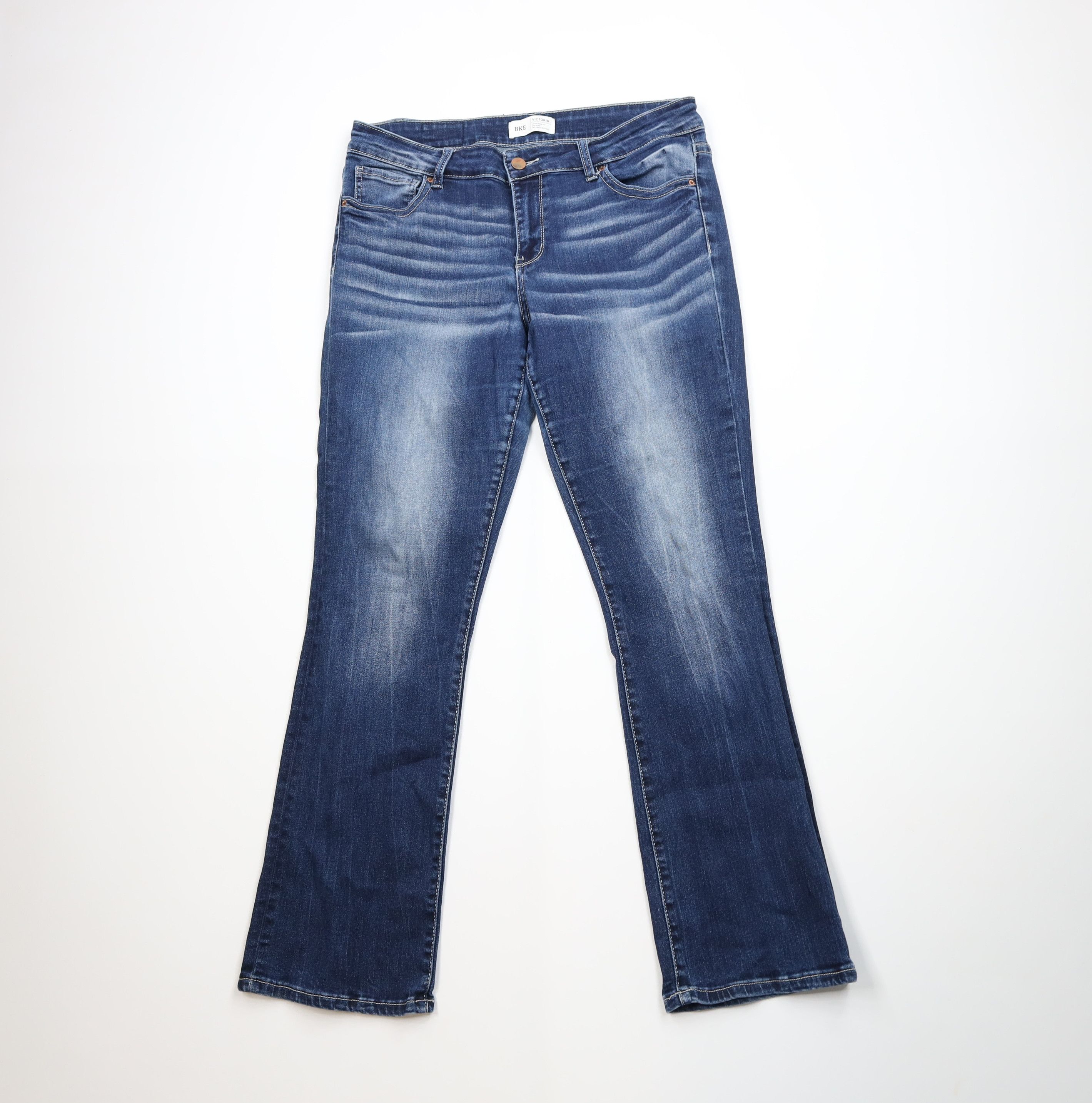 Vintage Buckle BKE Distressed Thick Stitch Stretch Victoria Jeans Size 32" / US 10 / IT 46 - 1 Thumbnail