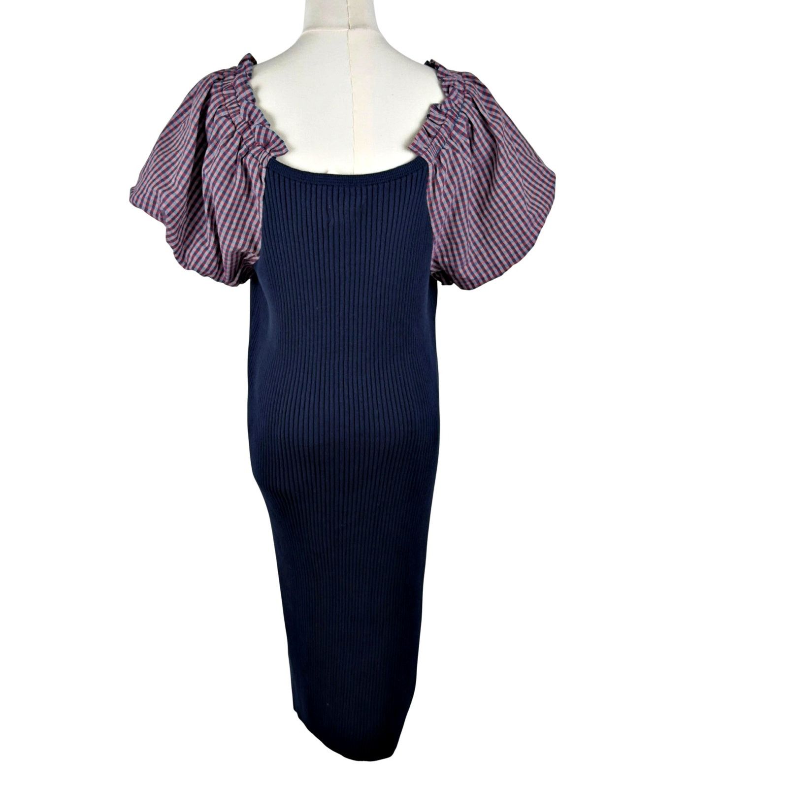 Anthropologie Maeve Anthropologie Ribbed Puff Sleeve Bodycon Mini Dress Size XL / US 12-14 / IT 48-50 - 4 Thumbnail