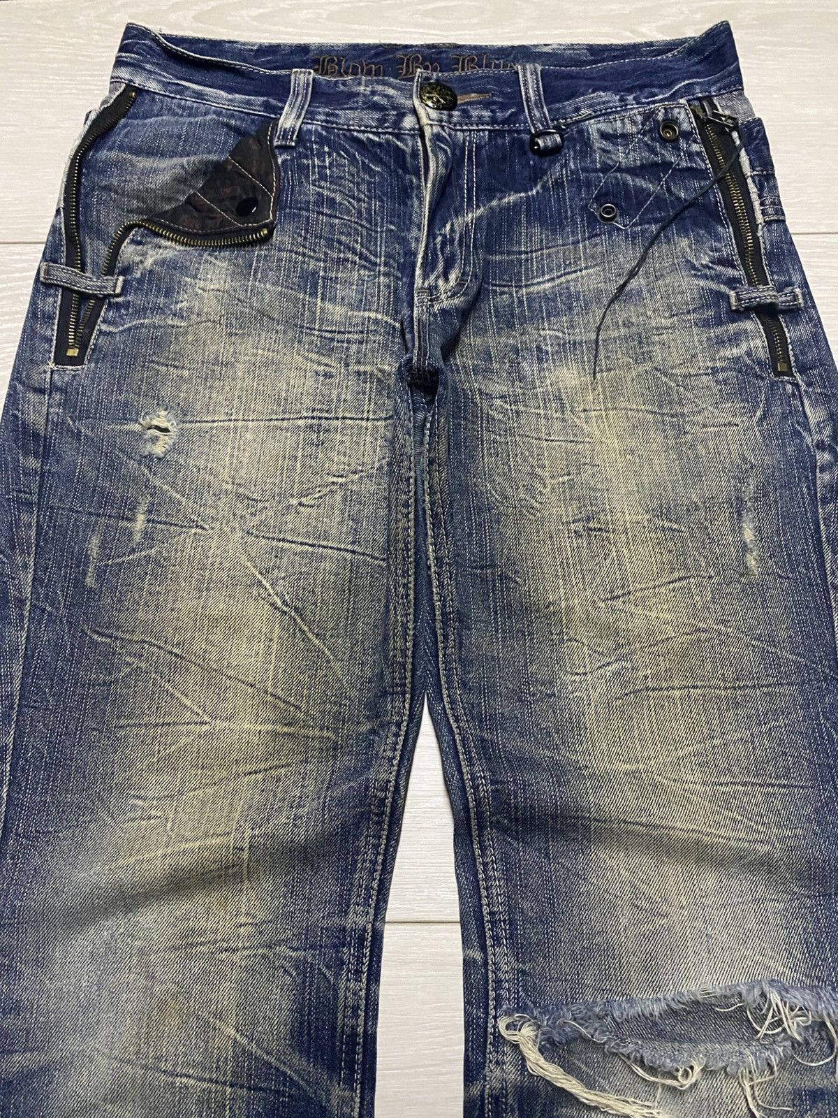 If Six Was Nine Blow By Blue Skull Button Denim Underground Japan Brand Rare Size US 32 / EU 48 - 3 Thumbnail