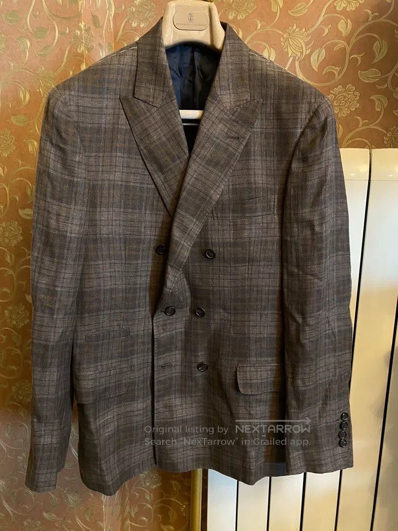 Brunello Cucinelli Brunello Cucinelli Double-breasted suit jacket, linen, sil Size 50L - 1 Thumbnail