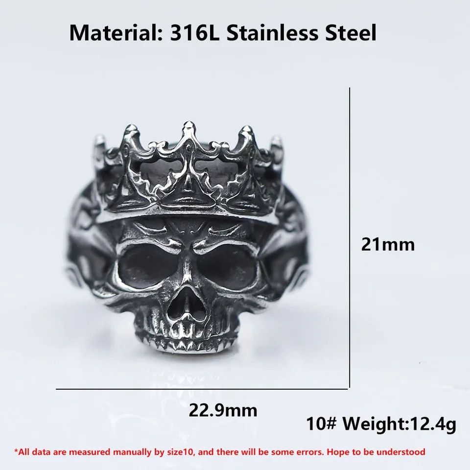 Japanese Brand × Vintage Vintage skull crown ring Size ONE SIZE - 3 Thumbnail