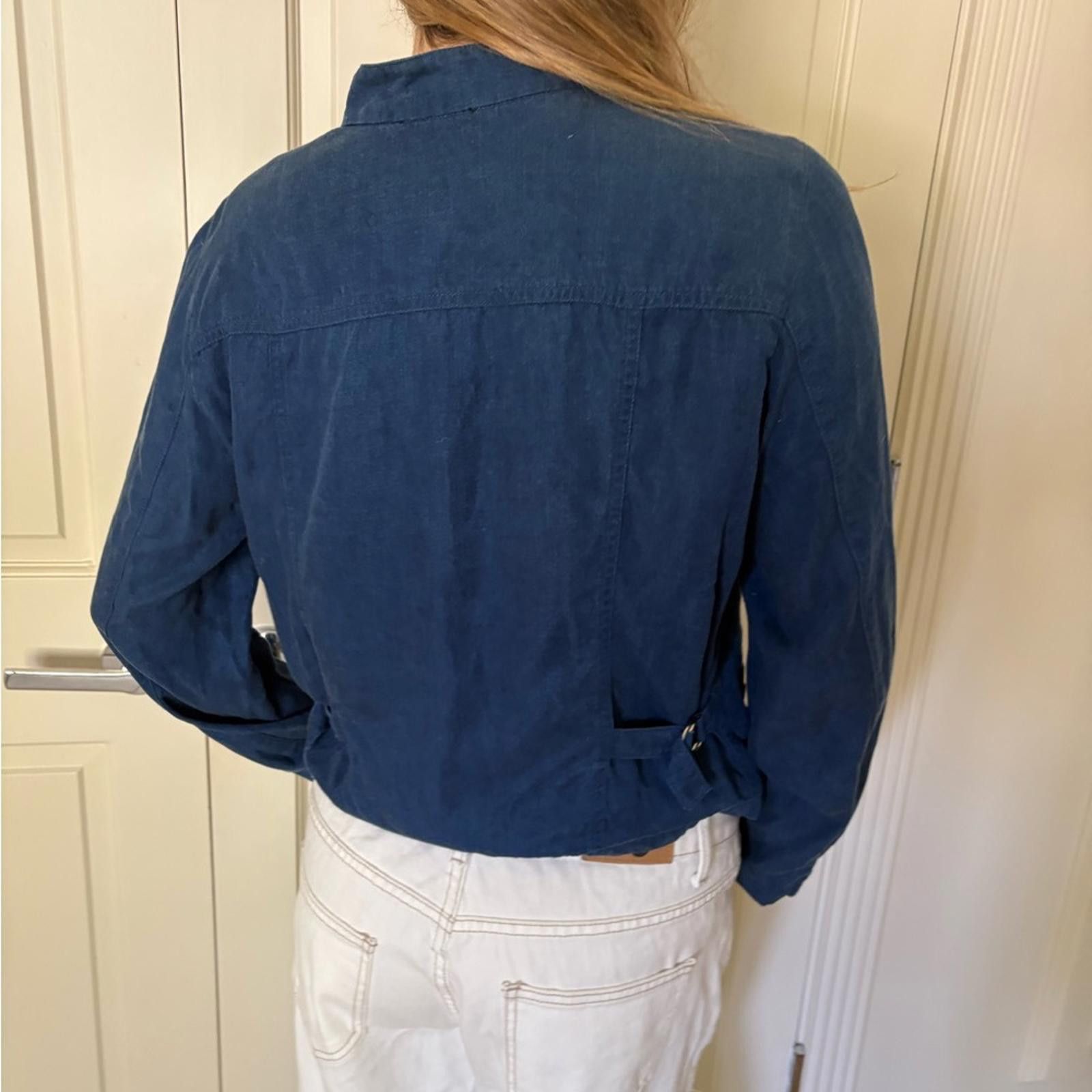 agnes b. Agnès b. PARIS Denim Blue Lyocell Cropped Jacket Size S / US 4 / IT 40 - 12 Thumbnail