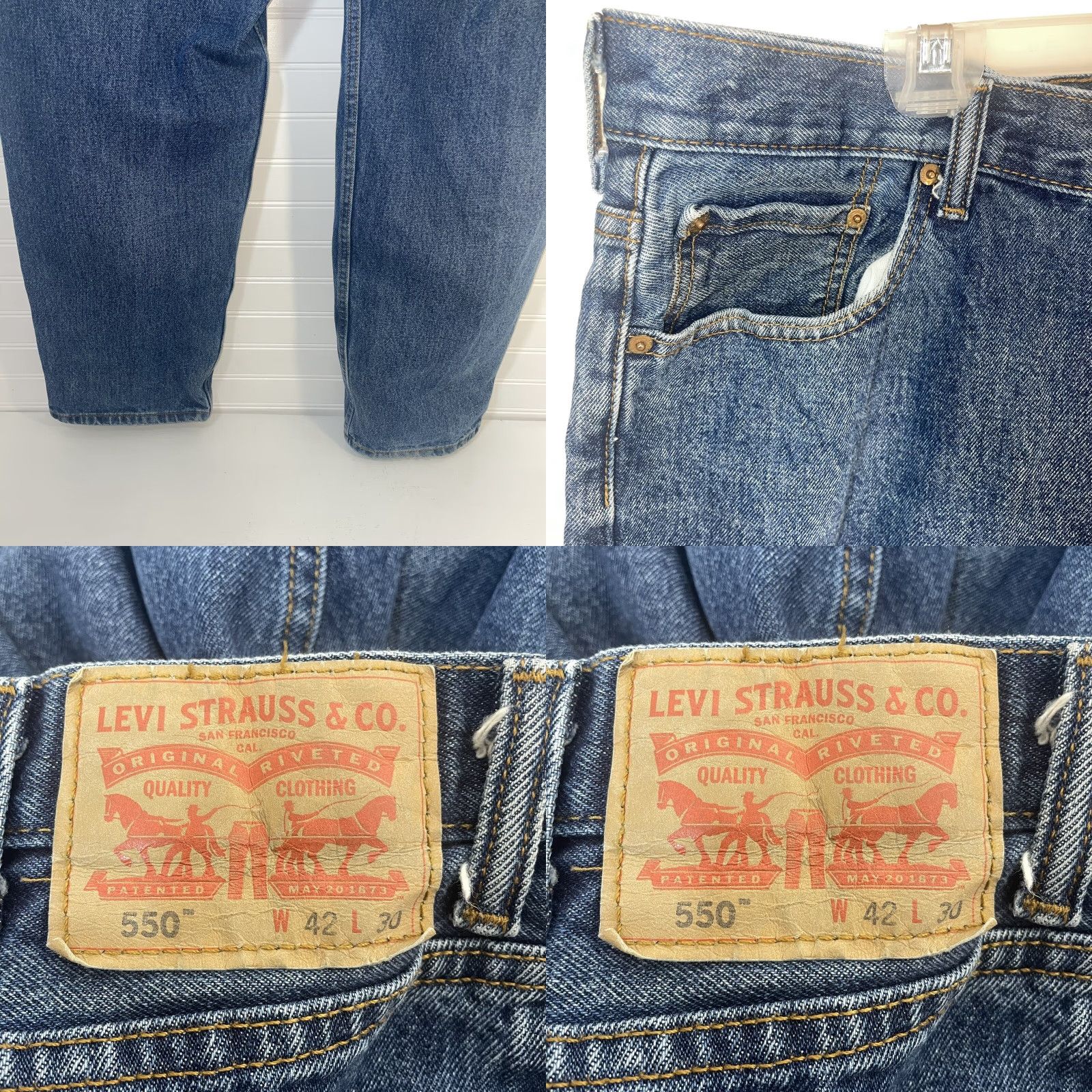 Levi's Levi's 550 Jeans Men Blue 42x29 42x30 Medium Wash 100 Cotton Bootcut Relaxed Denim Jeans Size US 42 / EU 58 - 9 Thumbnail