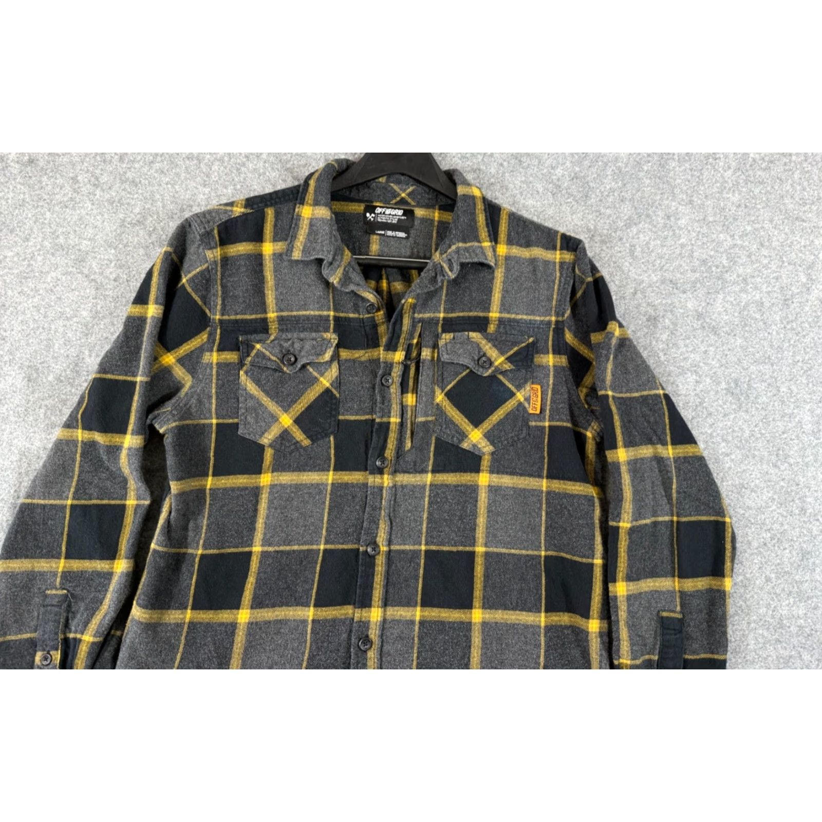 Vintage VINTAGE Off The Grid Shirt Mens L Gray Yellow Plaid Destroyer Flannel Long Sleeve Size US L / EU 52-54 / 3 - 3 Thumbnail