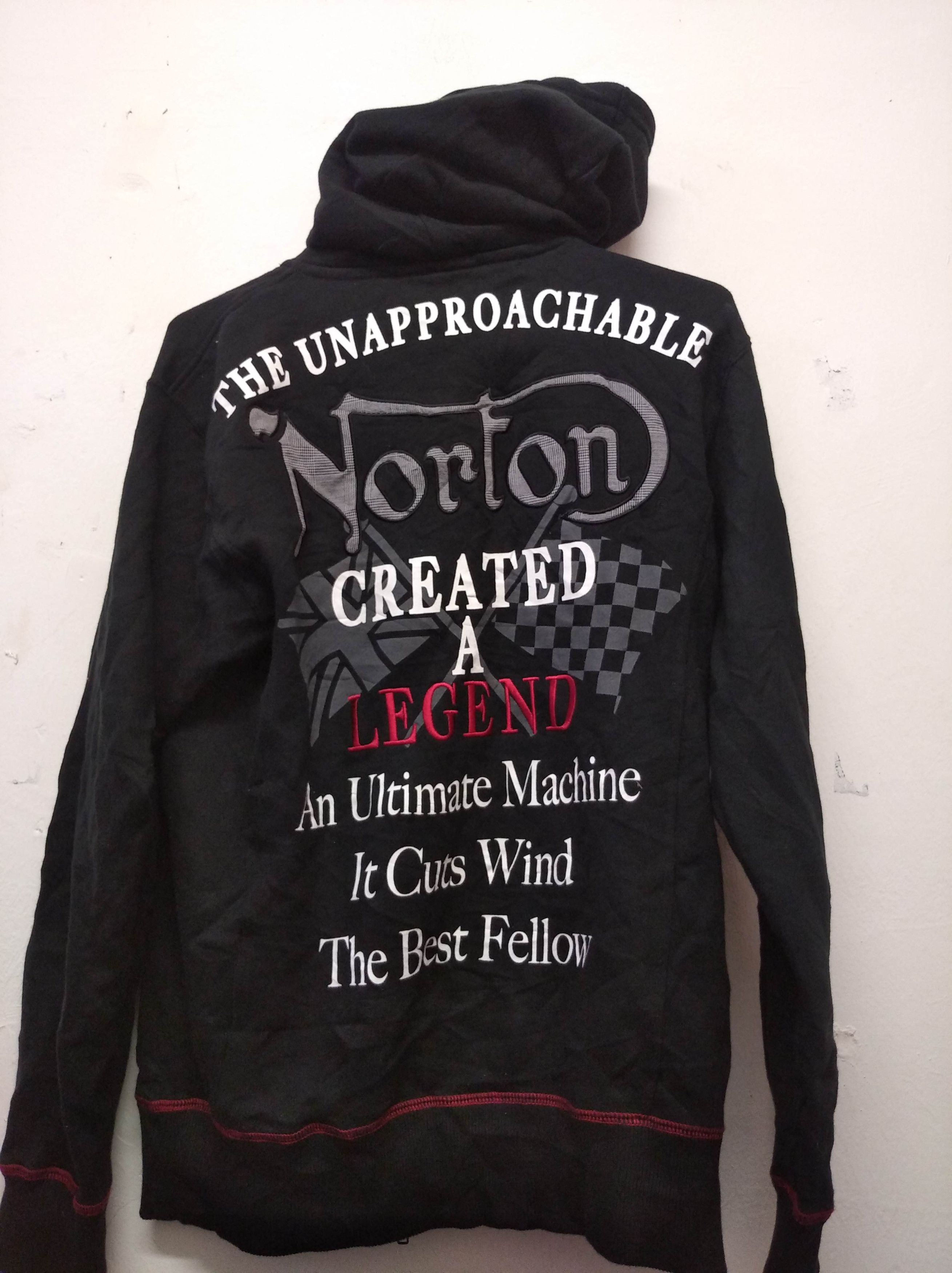 Vintage Norton Motorcycle Embroidery Hoodie Very Rare