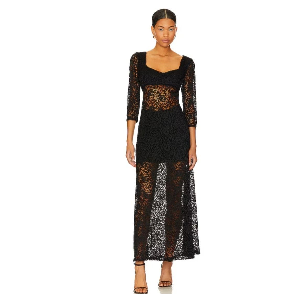 Free People New FREE PEOPLE Adored Maxi Dress LACE $198 SMALL Black Lace Size S / US 4 / IT 40 - 1 Thumbnail