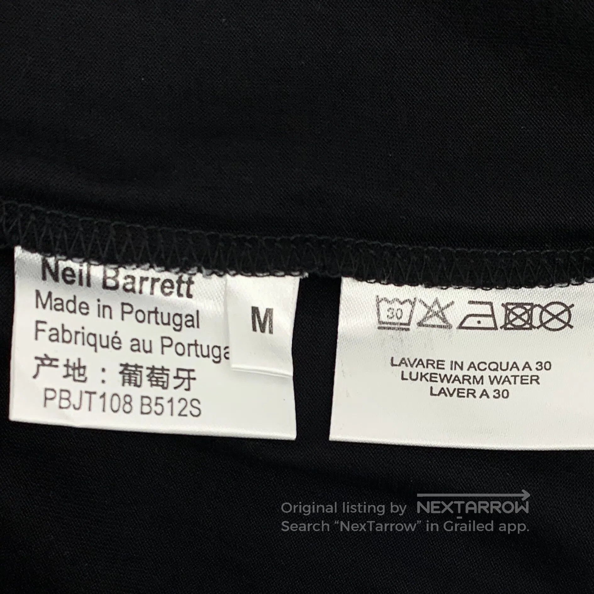 Neil Barrett Neil Barrett Black cotton round neck short-sleeved T-shirt Size US M / EU 48-50 / 2 - 7 Thumbnail