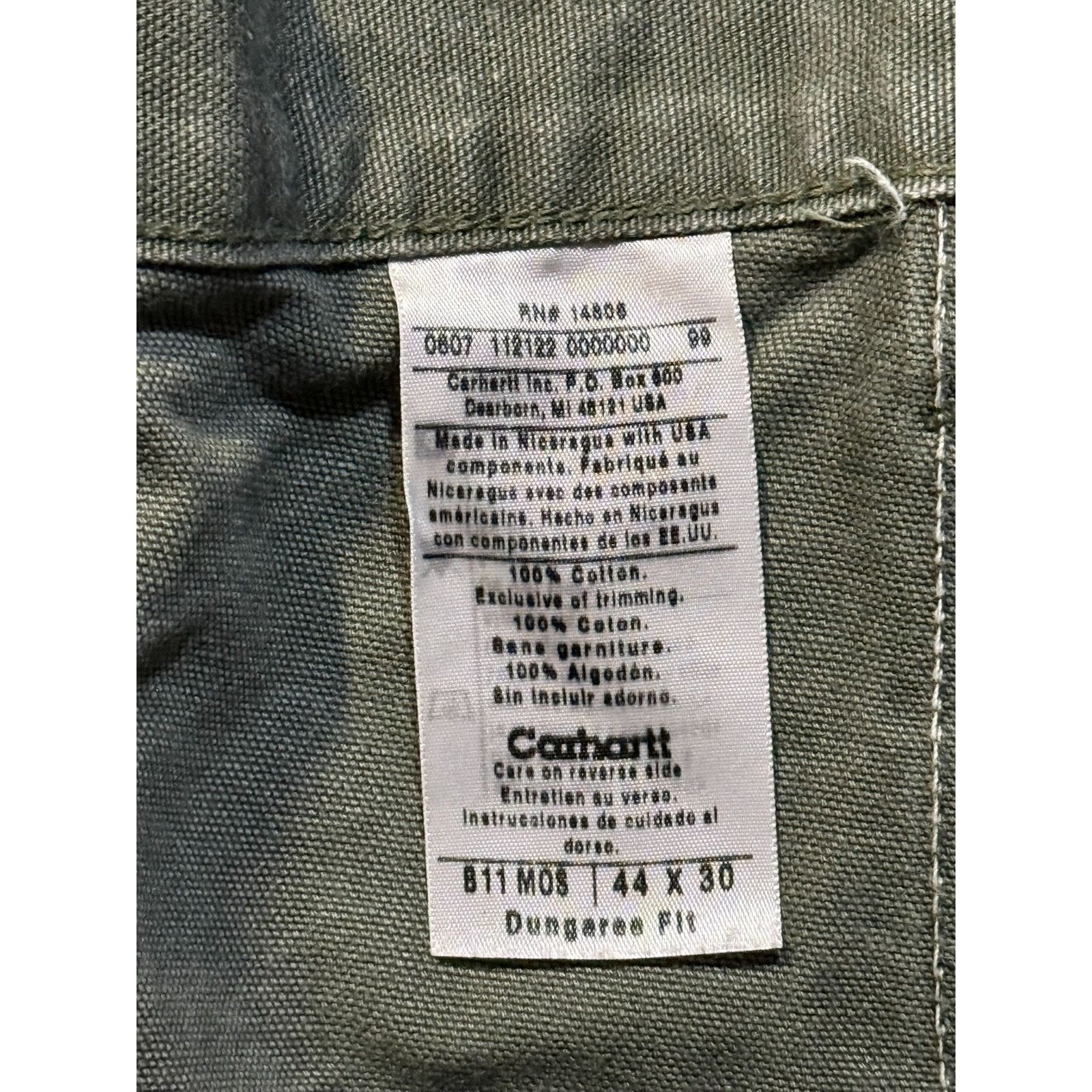 Carhartt Carhartt 44x30 B11 MOS Green Dungaree Fit Work Pants Size US 44 / EU 60 - 7 Thumbnail